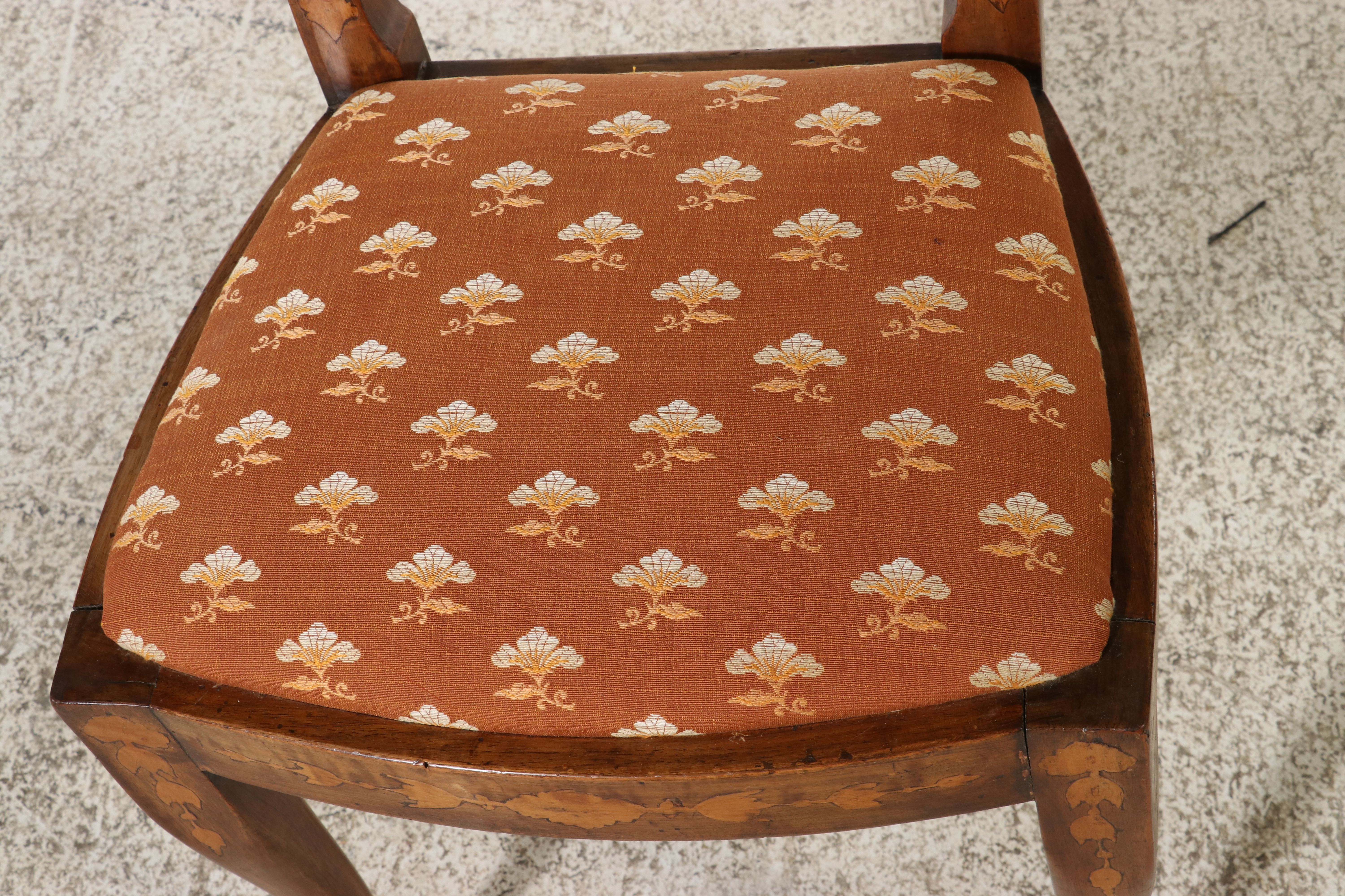 Pair of Continental European Empire Inlaid Lyre-Back Side Chairs