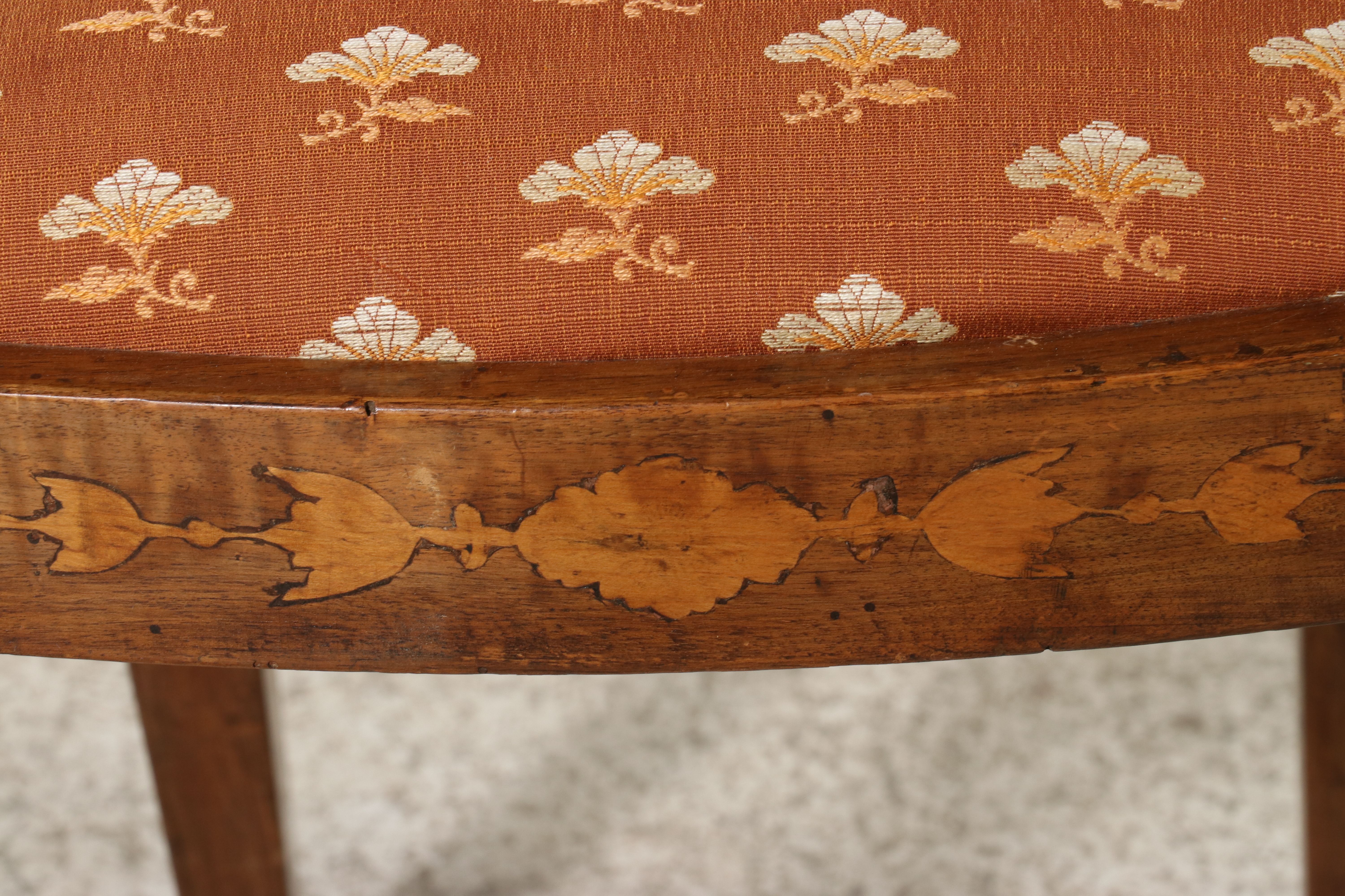 Pair of Continental European Empire Inlaid Lyre-Back Side Chairs