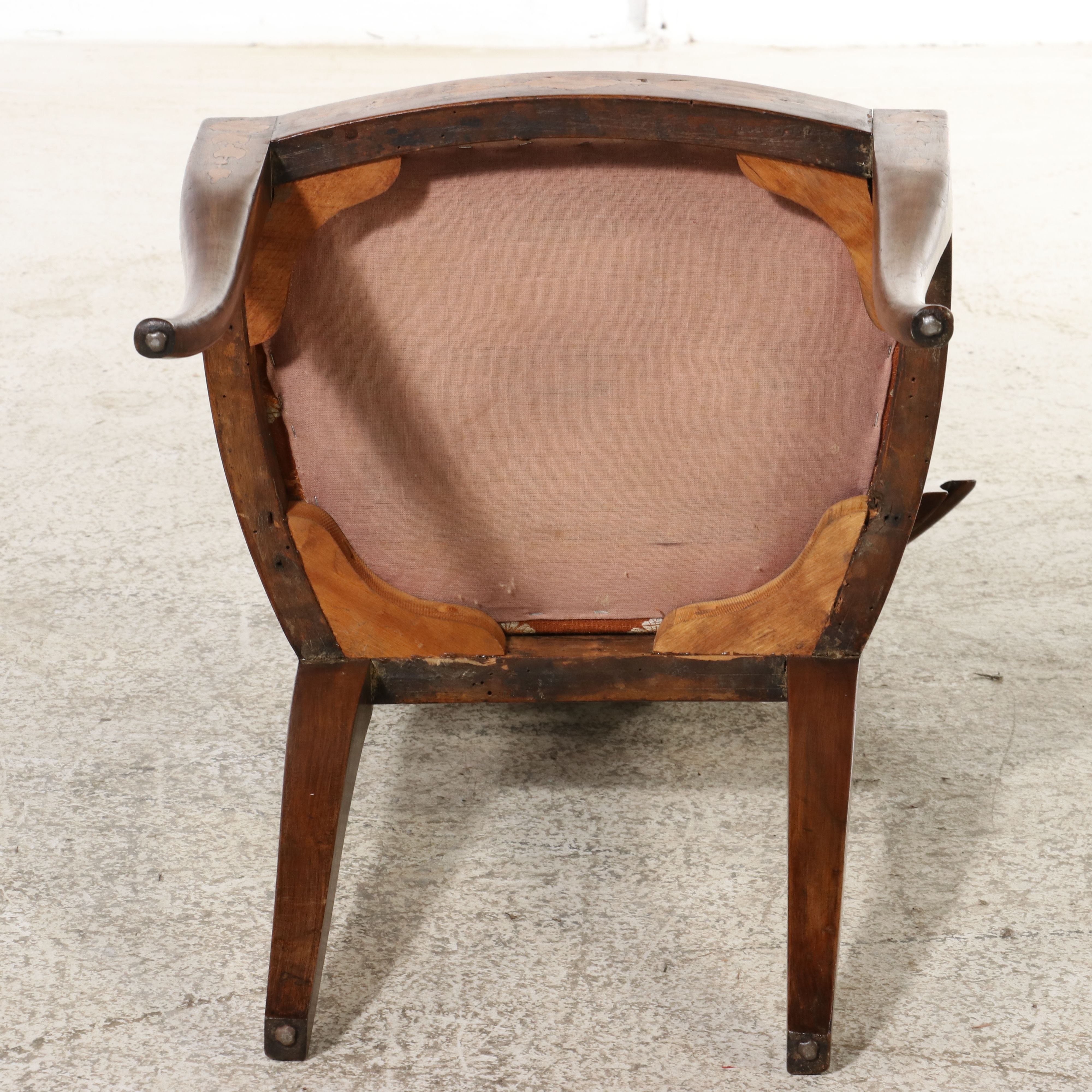 Pair of Continental European Empire Inlaid Lyre-Back Side Chairs