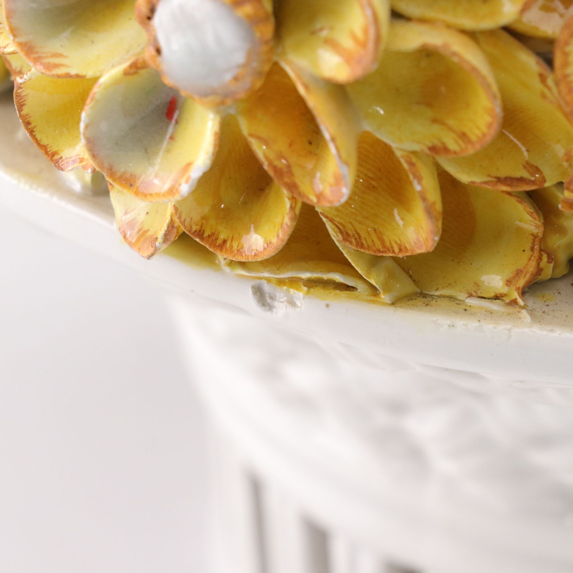 Italian Hand-Painted Porcelain Daisy Topiary Sculptures