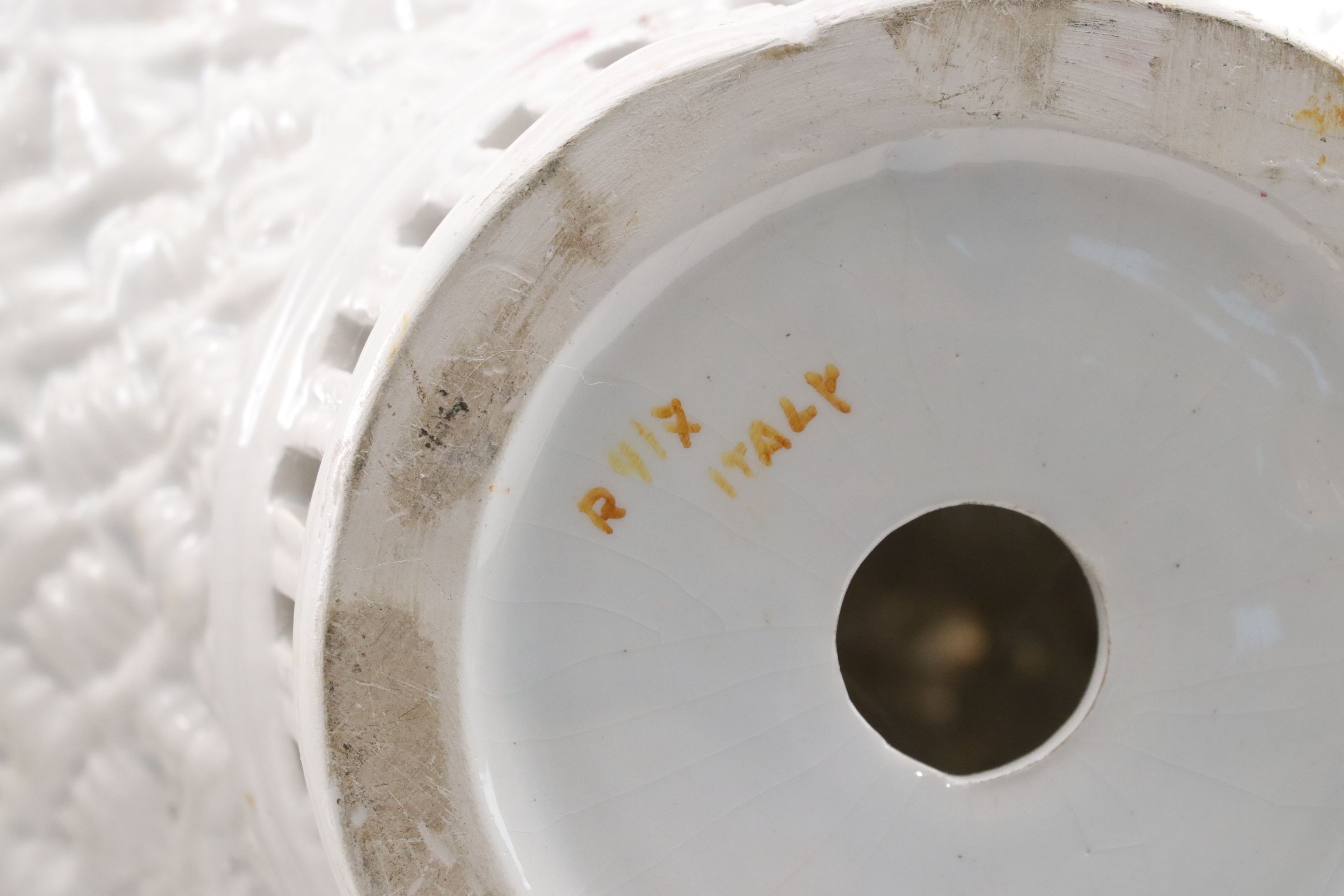 Italian Hand-Painted Porcelain Daisy Topiary Sculptures