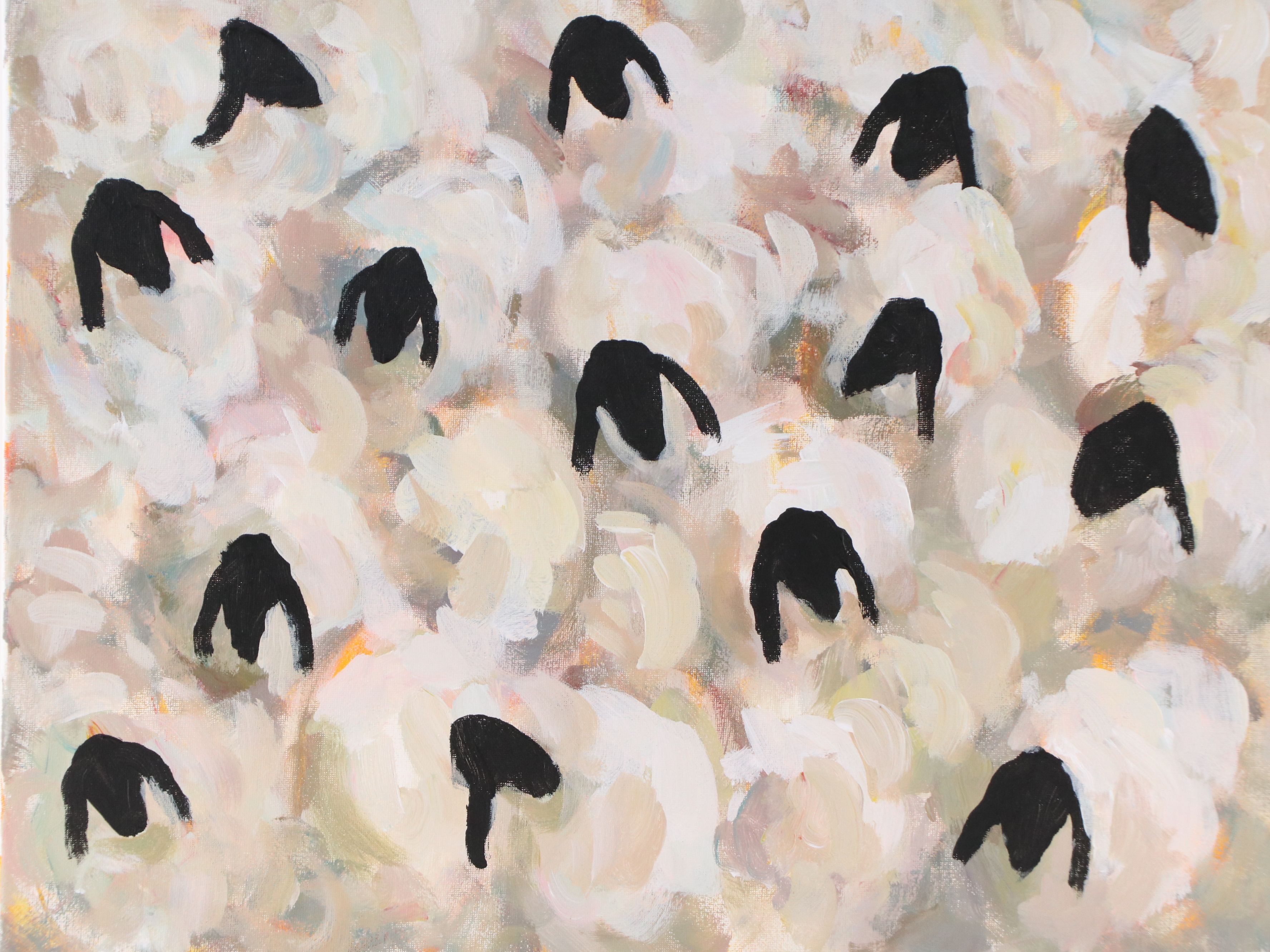 Elle Raines Acrylic Painting "Flock of Sheep #27," Circa 2026
