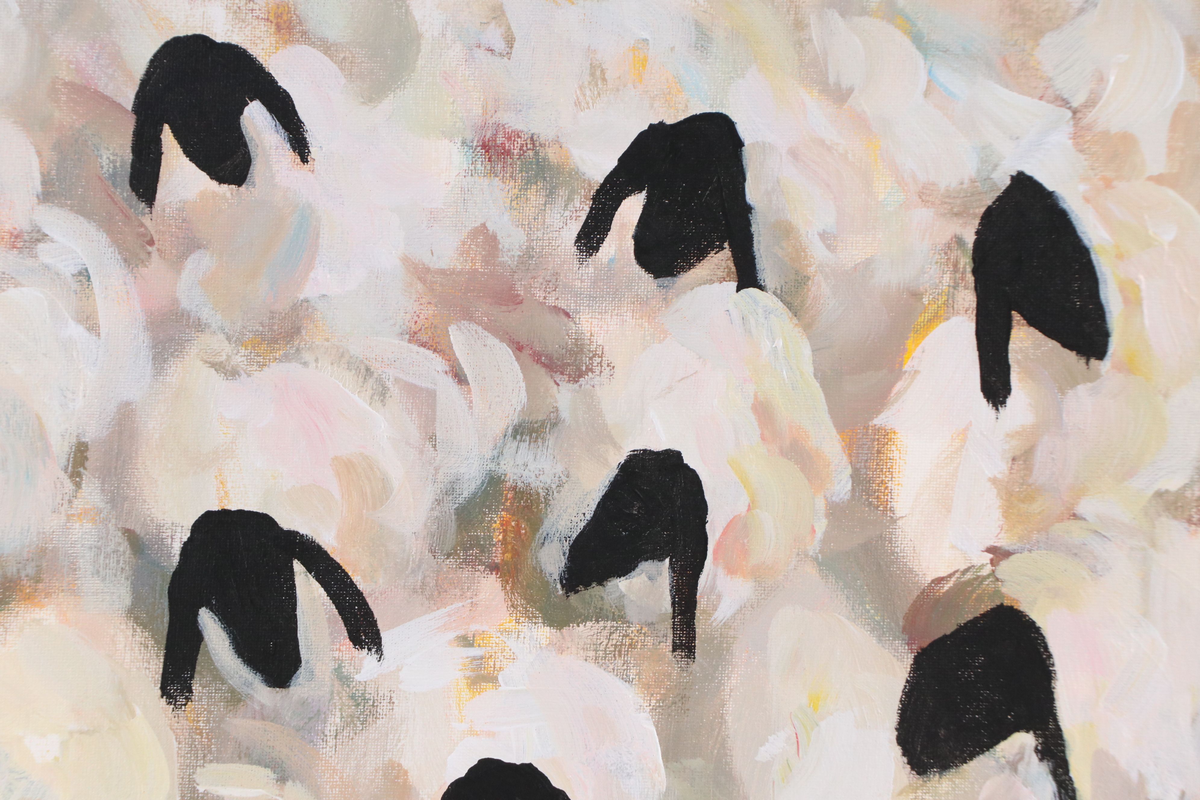 Elle Raines Acrylic Painting "Flock of Sheep #27," Circa 2026