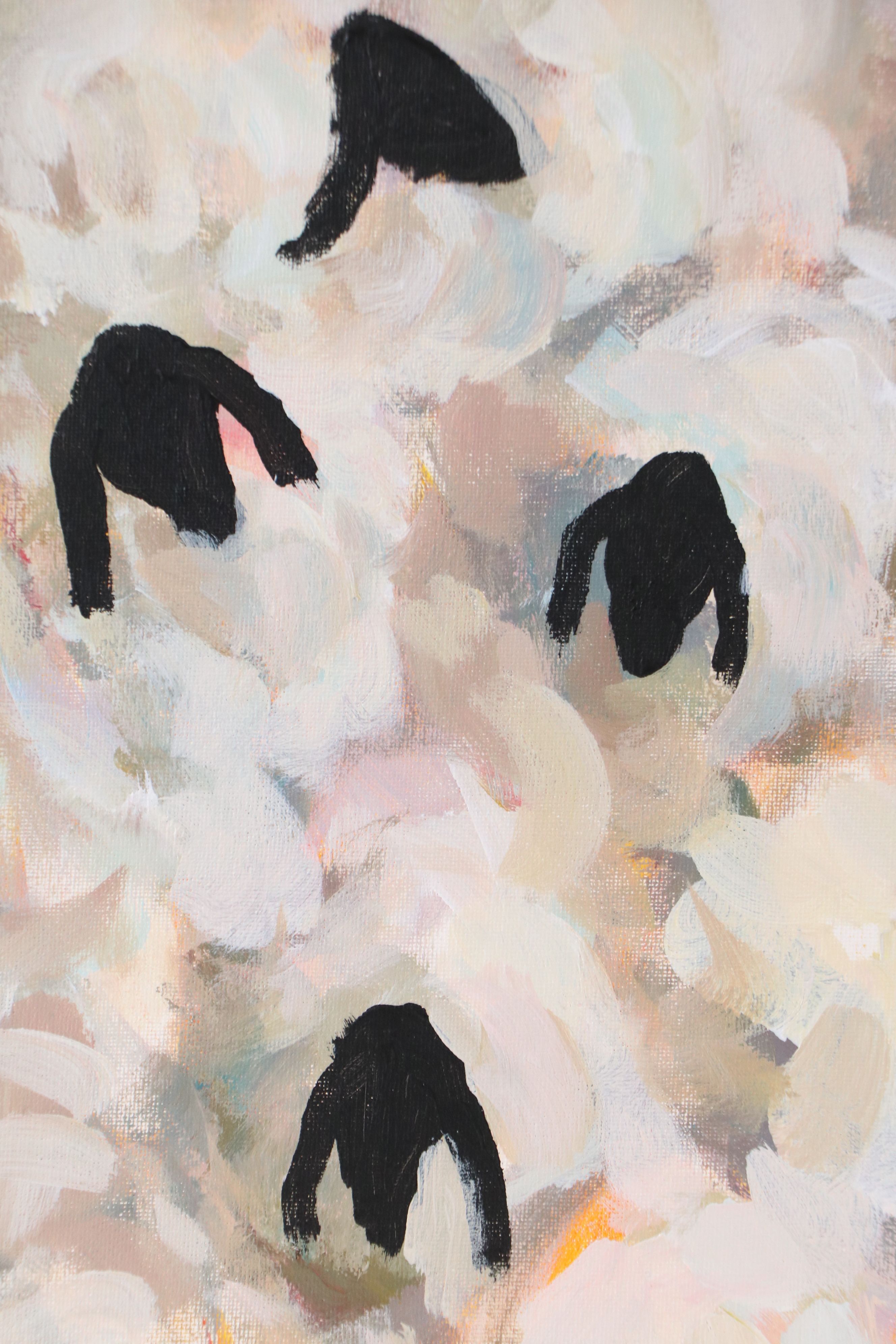 Elle Raines Acrylic Painting "Flock of Sheep #27," Circa 2026