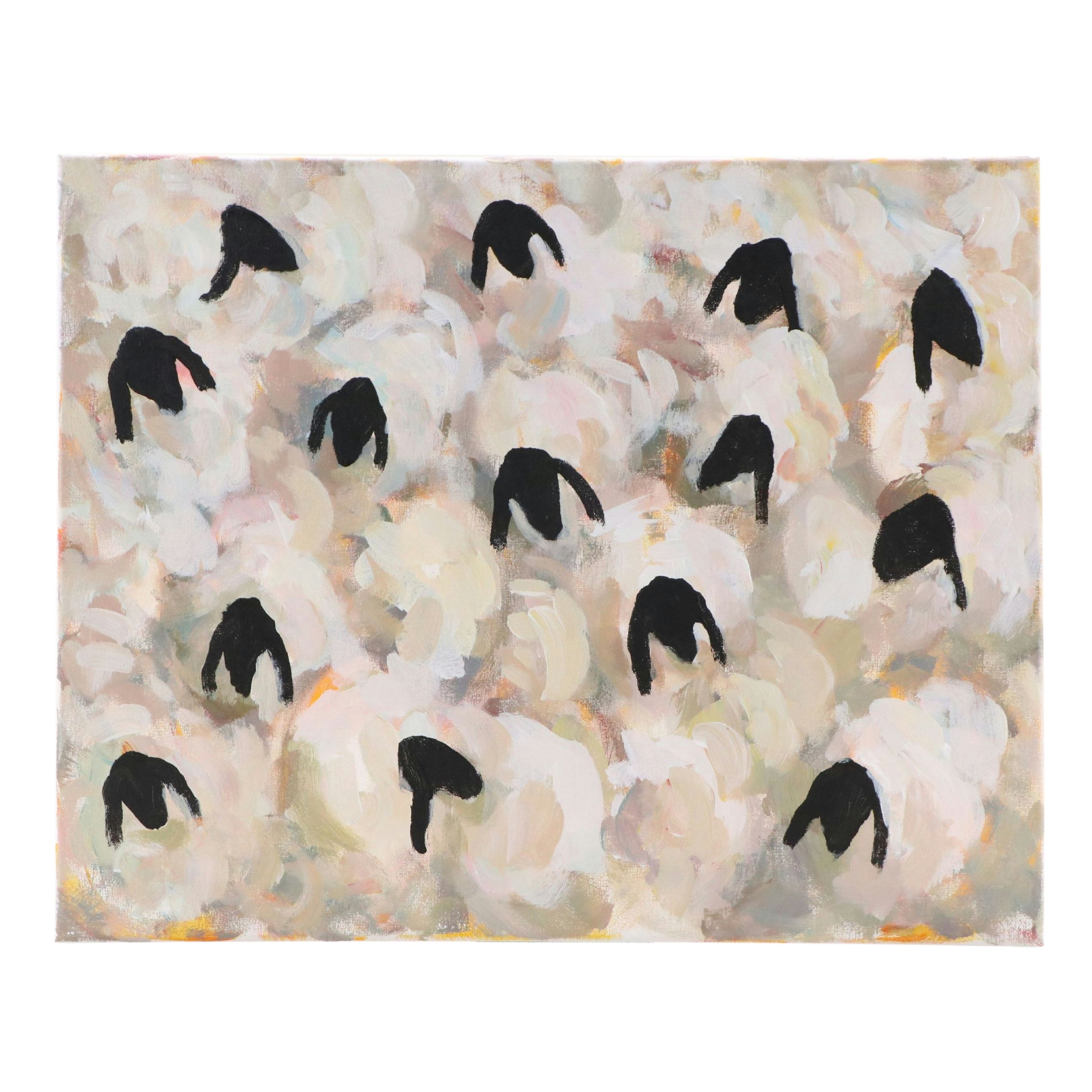 Elle Raines Acrylic Painting "Flock of Sheep #27," Circa 2026