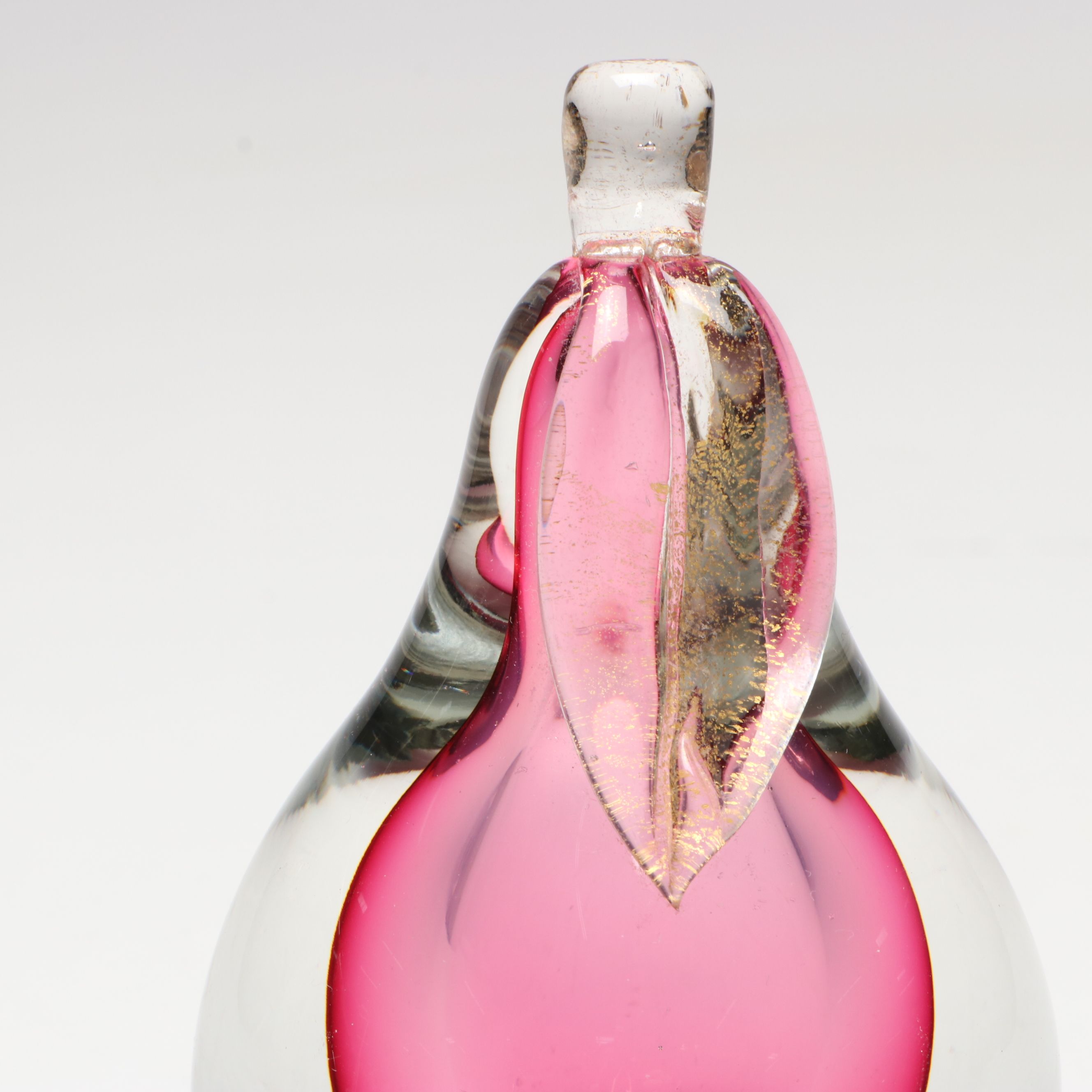 Murano Style Sommerso Art Glass Pear Paperweight