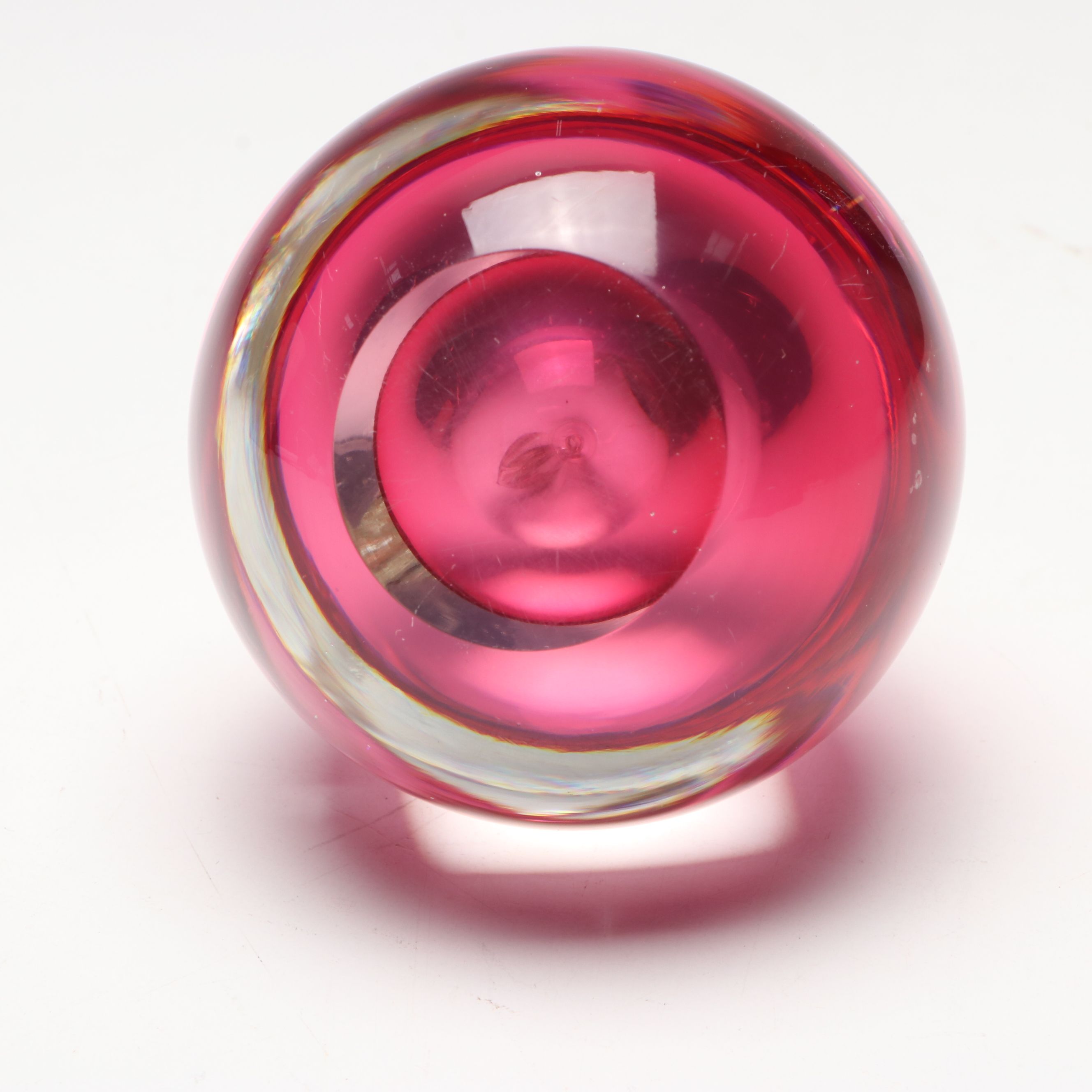 Murano Style Sommerso Art Glass Pear Paperweight