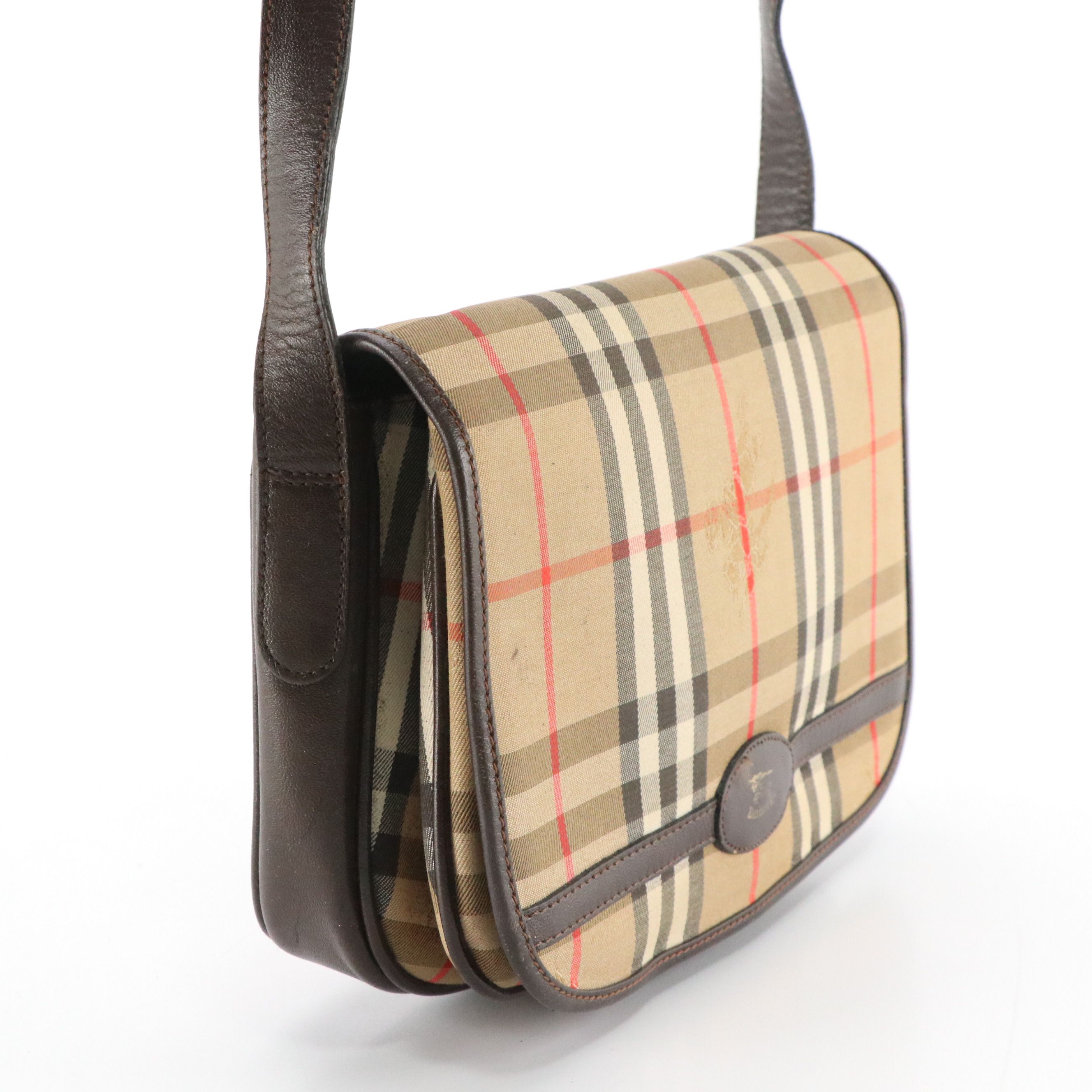 Burberry Front Flap Crossbody Bag in Haymarket Check Canvas and Leather