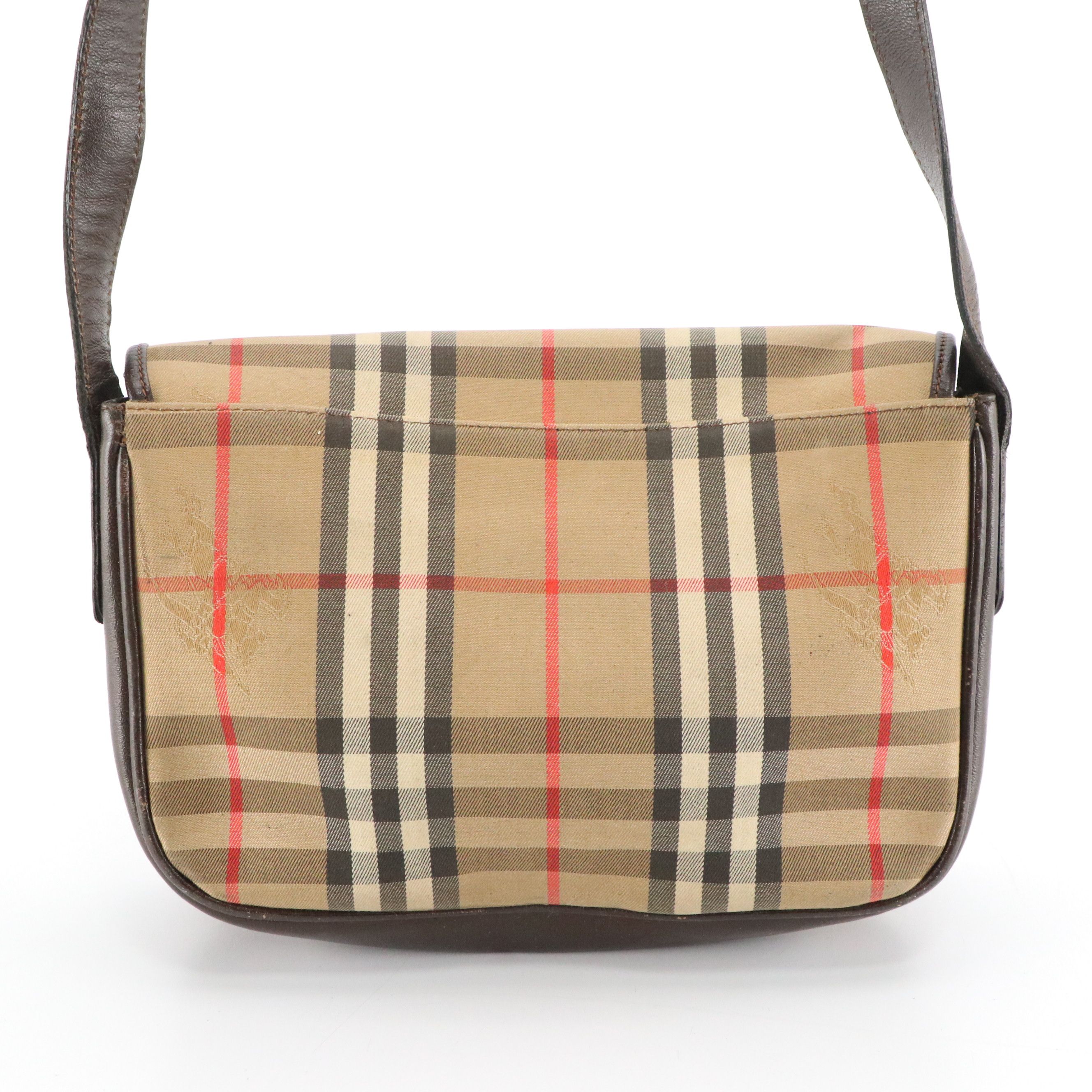 Burberry Front Flap Crossbody Bag in Haymarket Check Canvas and Leather