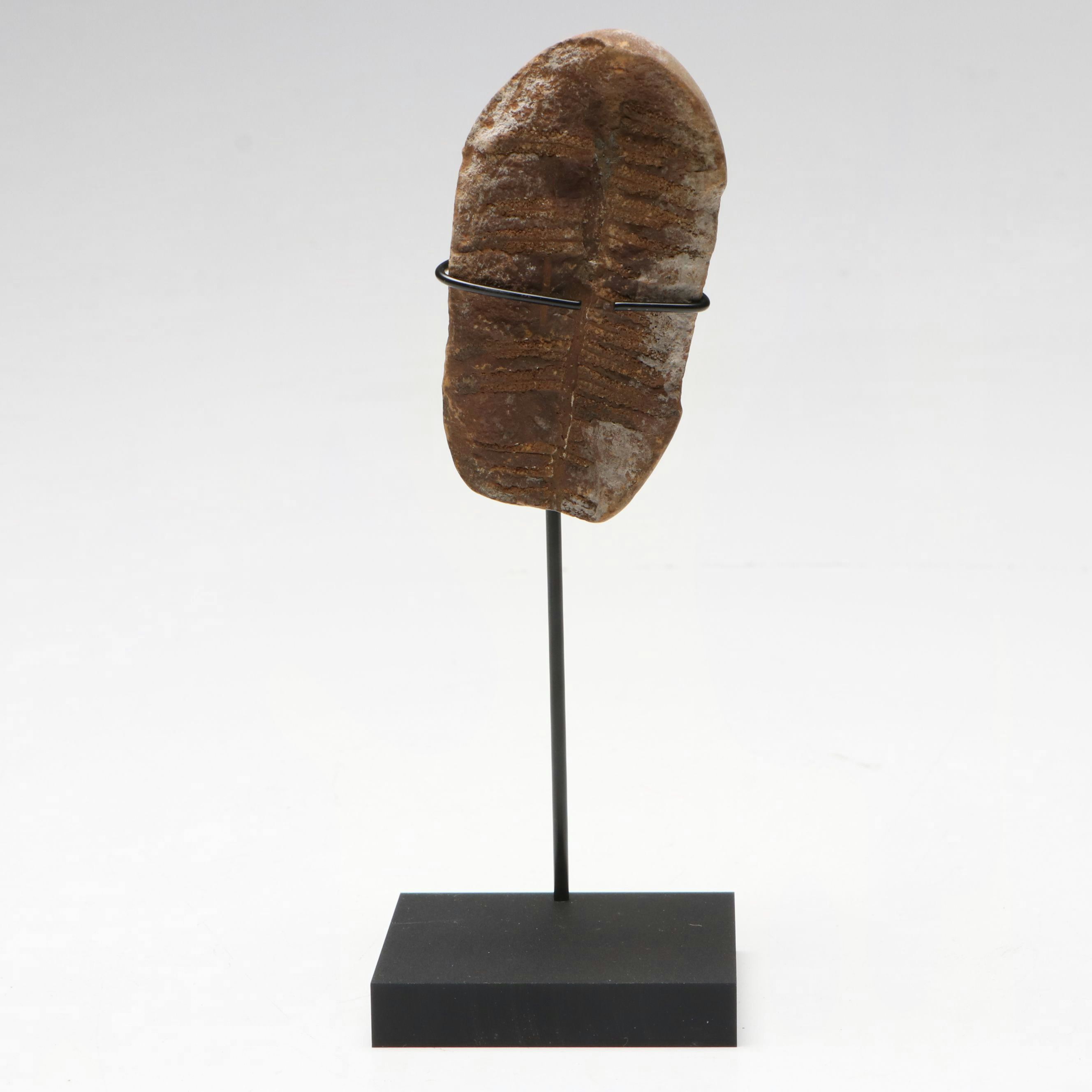 Mazon Creek Fossil Fern Nodule, Mid-Pennsylvanian Epoch, with Stand