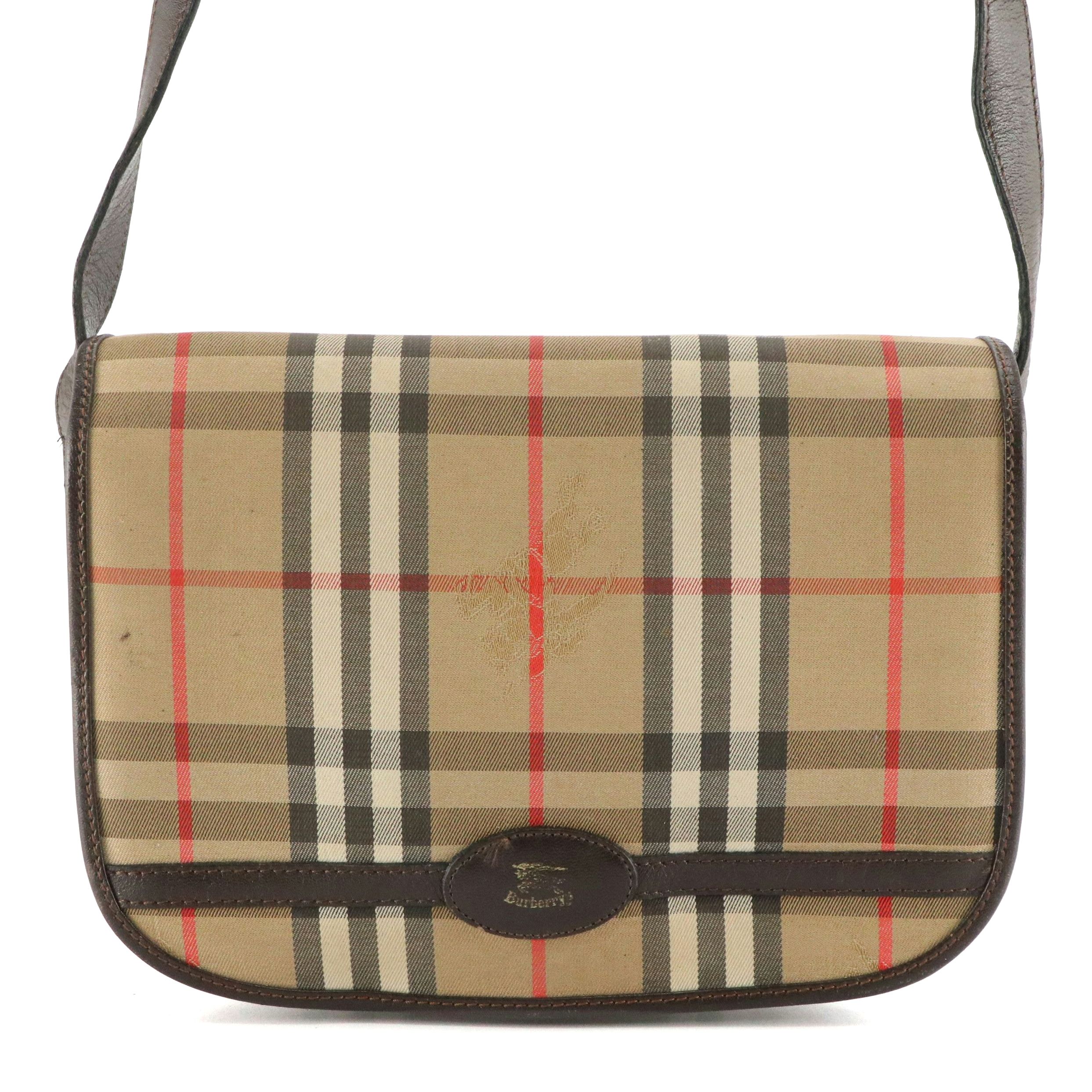 Burberry Front Flap Crossbody Bag in Haymarket Check Canvas and Leather