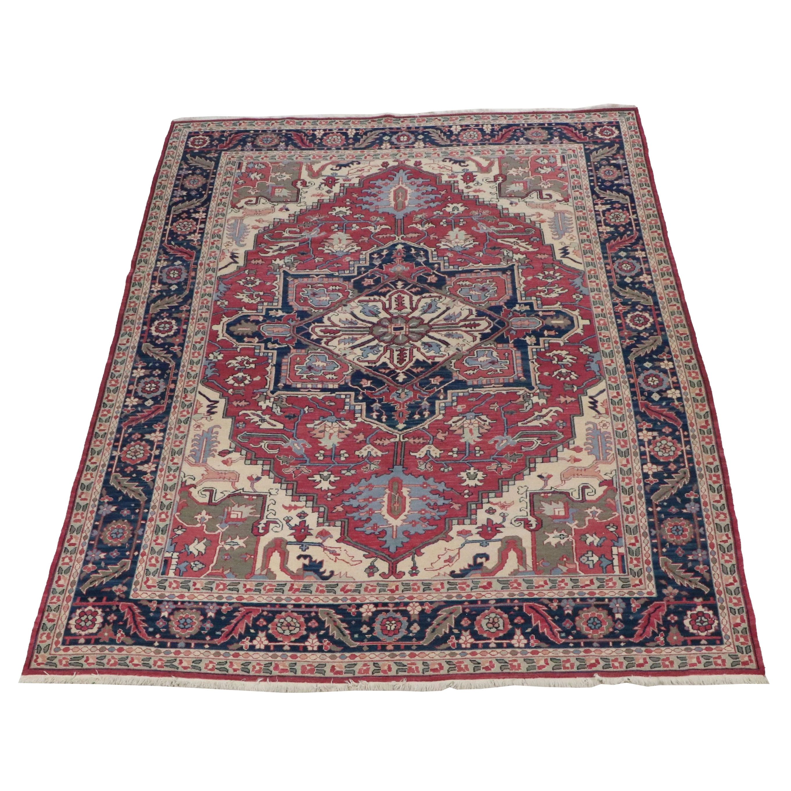 8'9 x 11'11 Handwoven Indo-Persian Heriz Style Soumak Area Rug