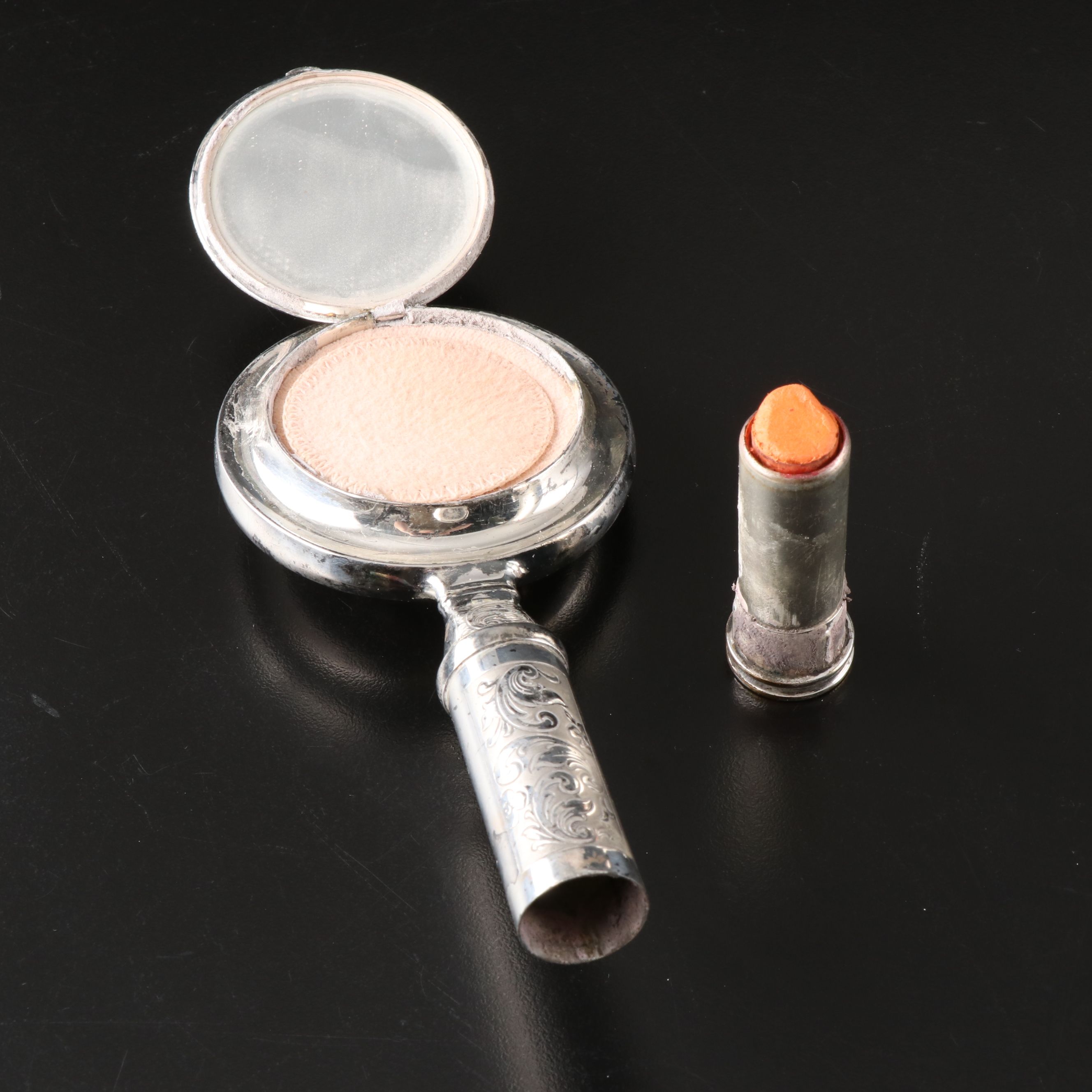 Djer-Kiss Fairy Embossed Sterling Silver Compact and Other Victorian Accessories