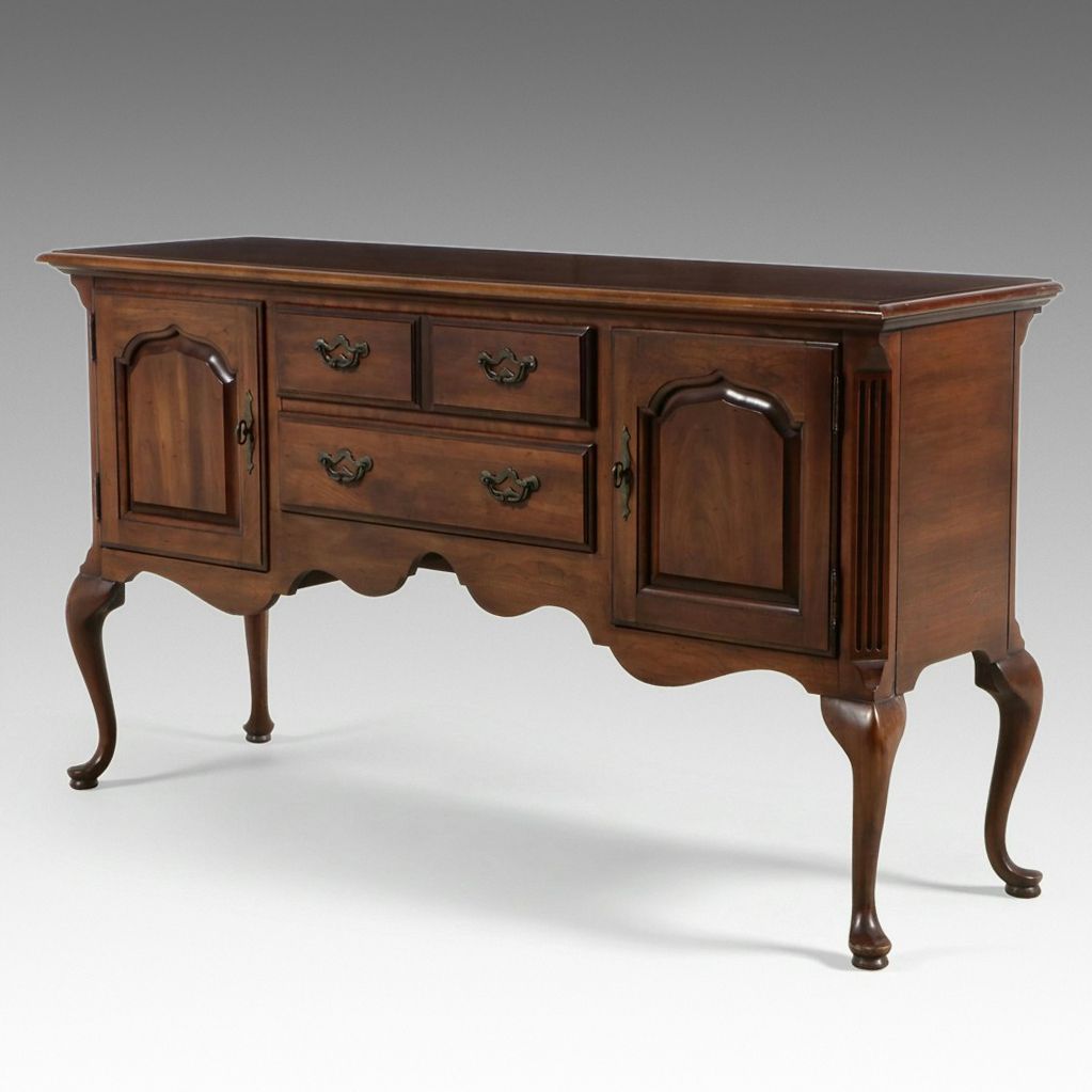 Thomasville Queen Anne Style Cherry Finish Buffet, Late 20th Century