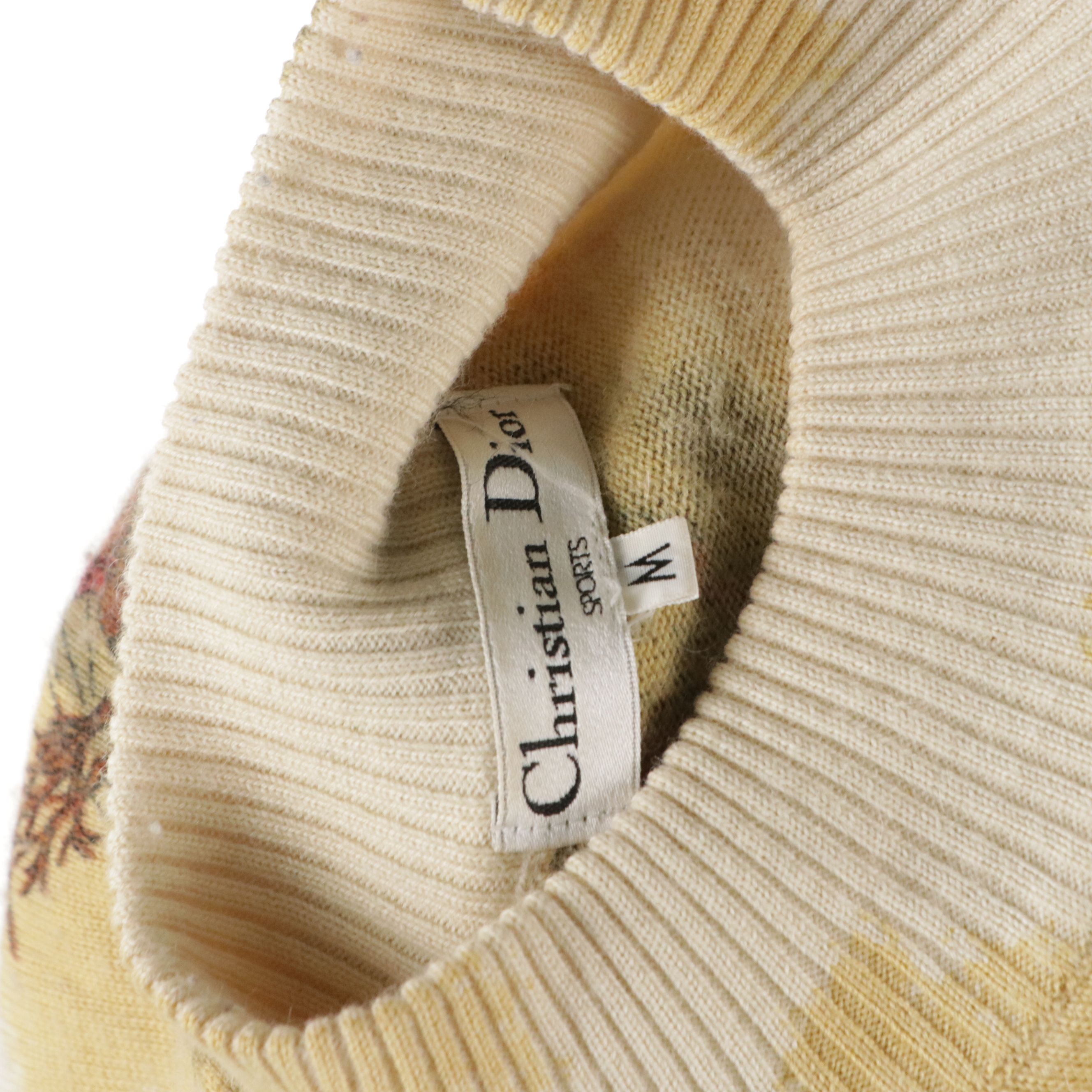 Christian Dior Sports Equestrian Hunting Print Knit Mock-Neck Sweater