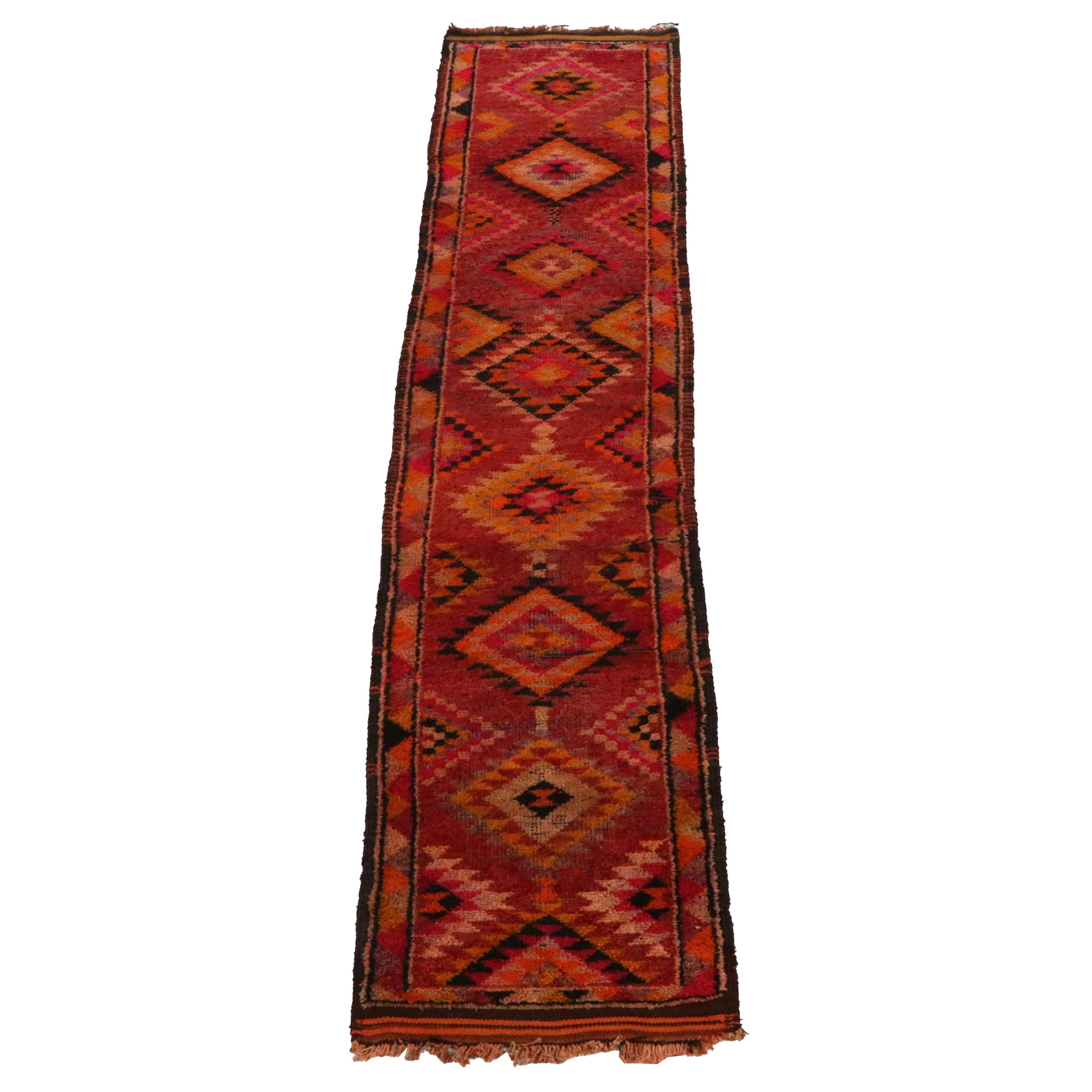 3'4 x 13'3 Hand-Knotted Turkish Anatolian Carpet Runner Long Rug