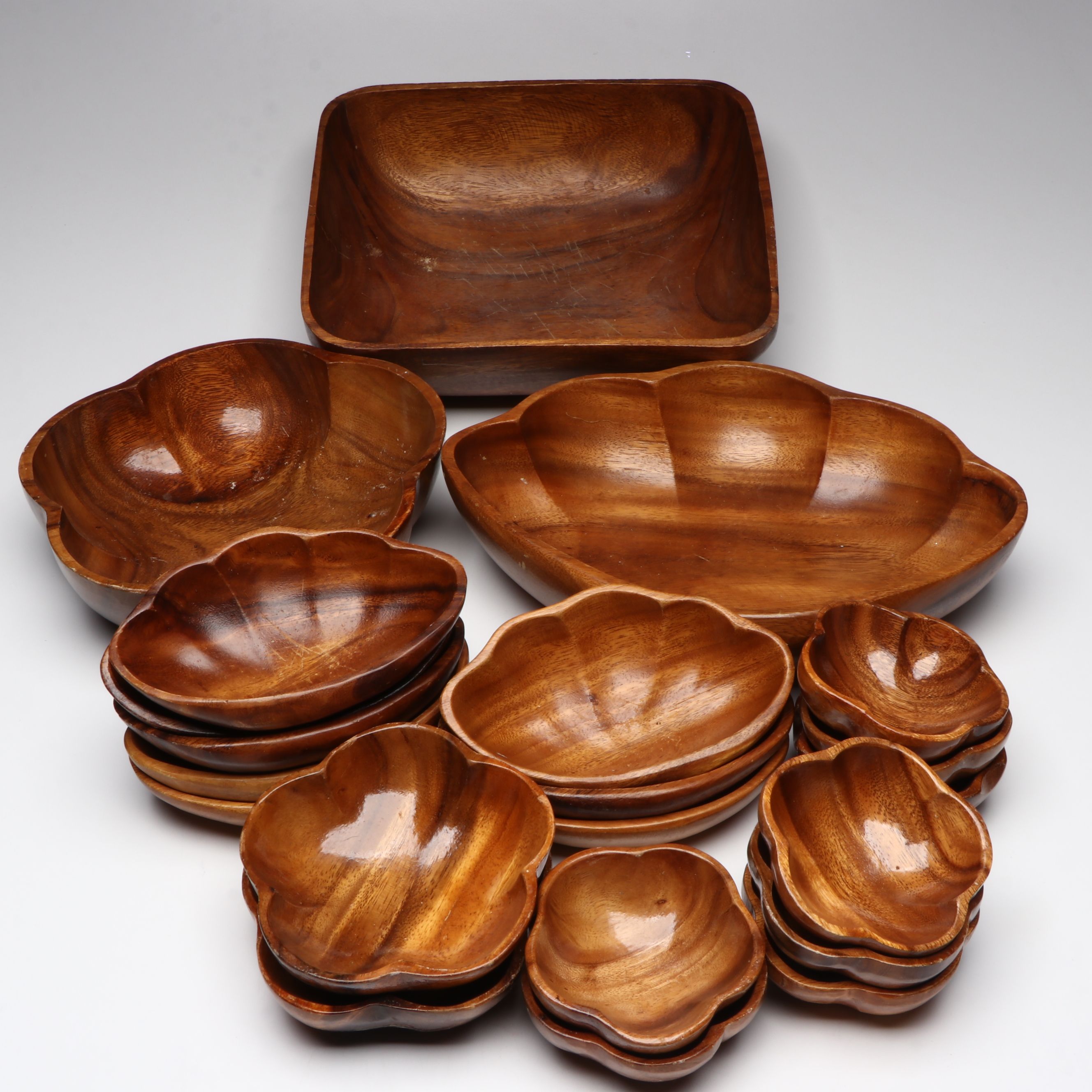 Carved Monkey Pod and Mango Wood Serving, Salad, and Other Bowls