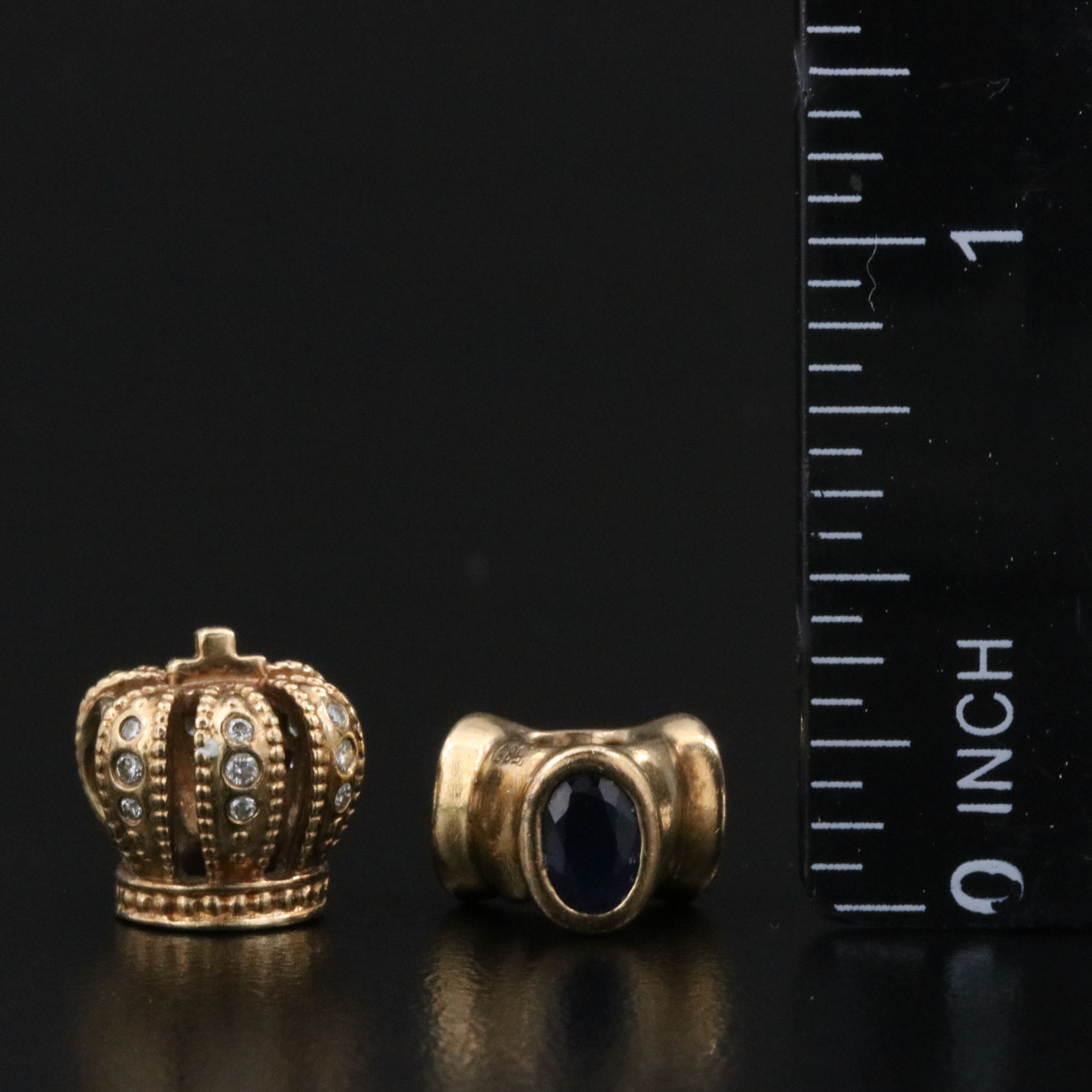 Pandora 14K Sapphire and Diamond Beads with Safety Chain with Clasps