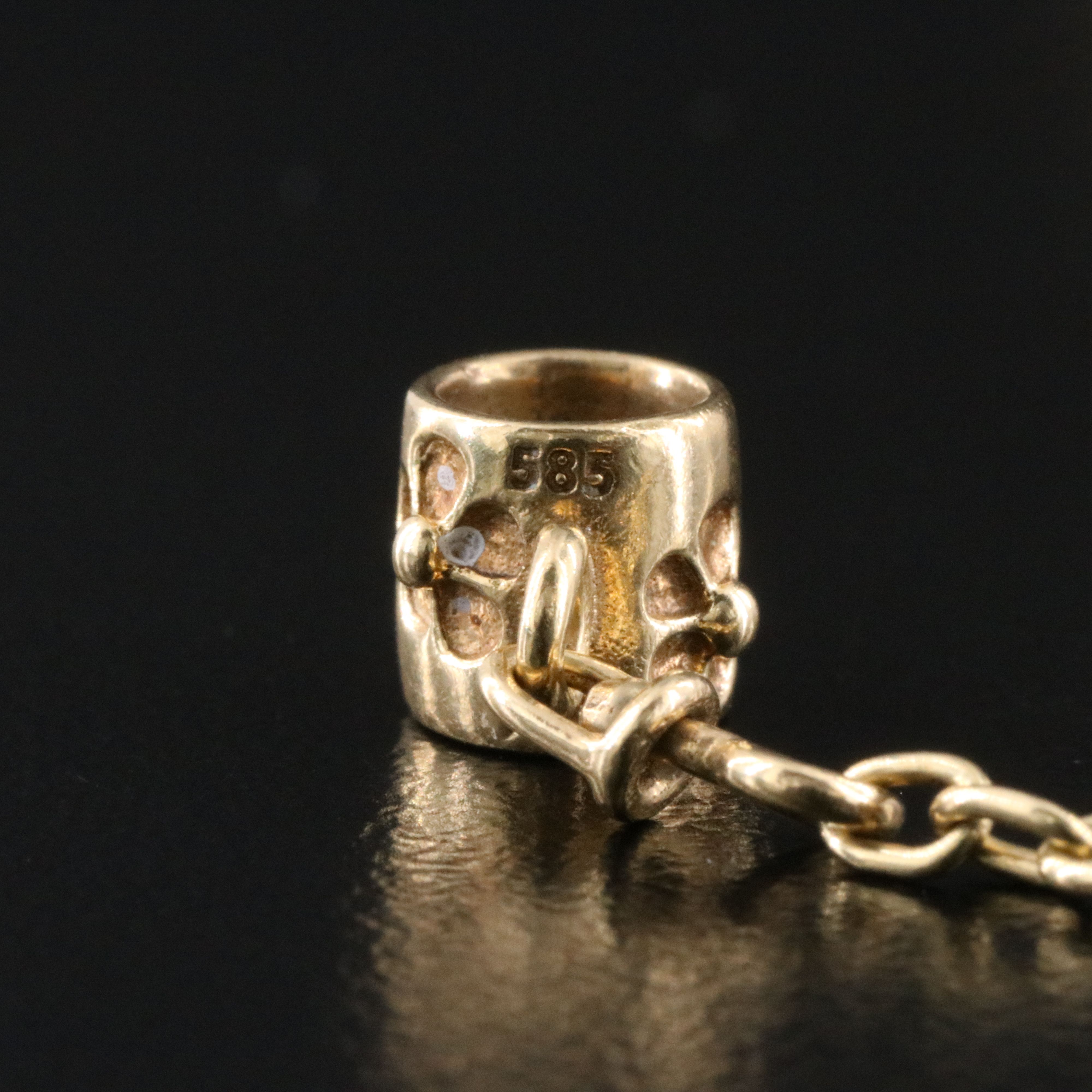 Pandora 14K Sapphire and Diamond Beads with Safety Chain with Clasps