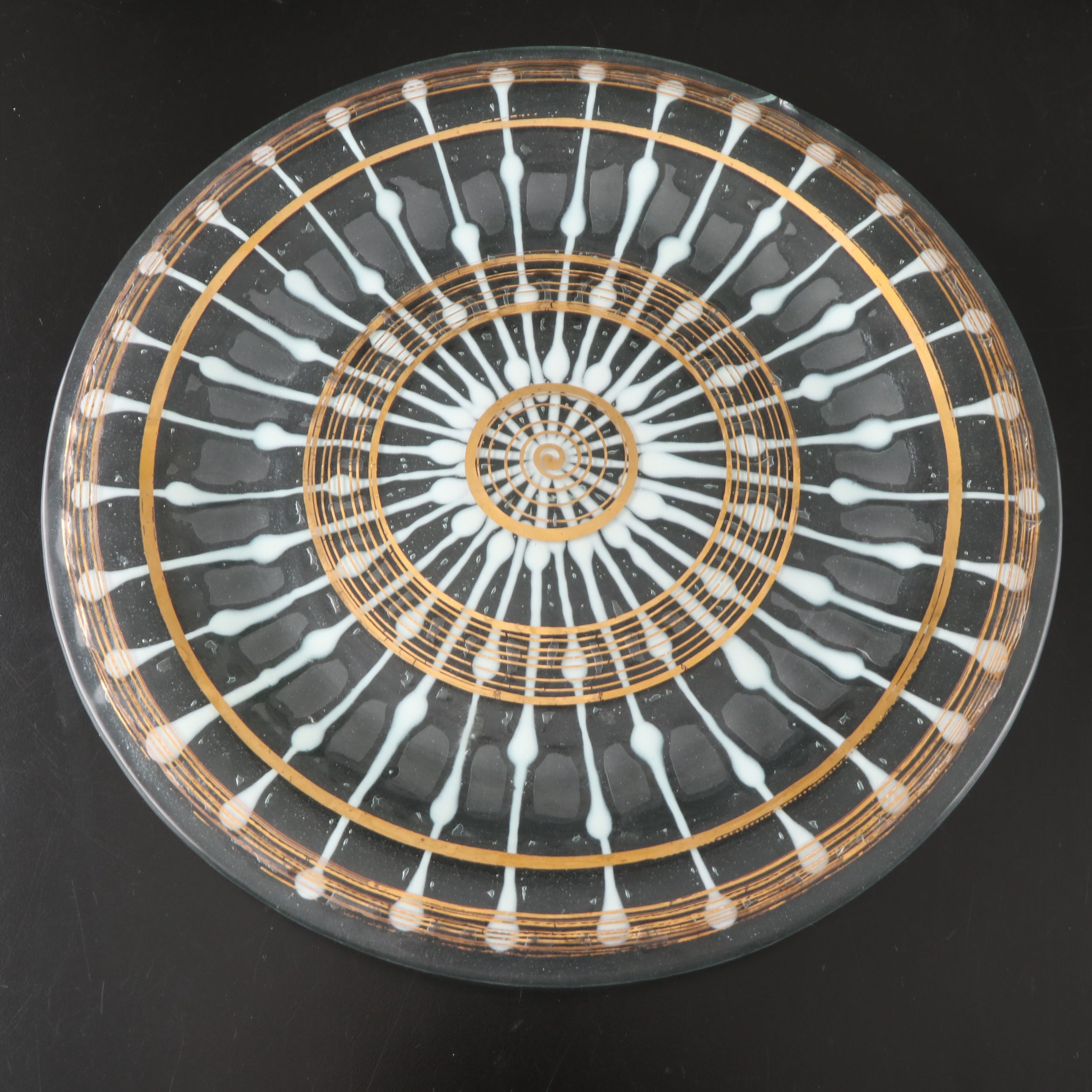 Higgins Fused Art Glass Rectangular Bowl and Plate, Late 20th Century