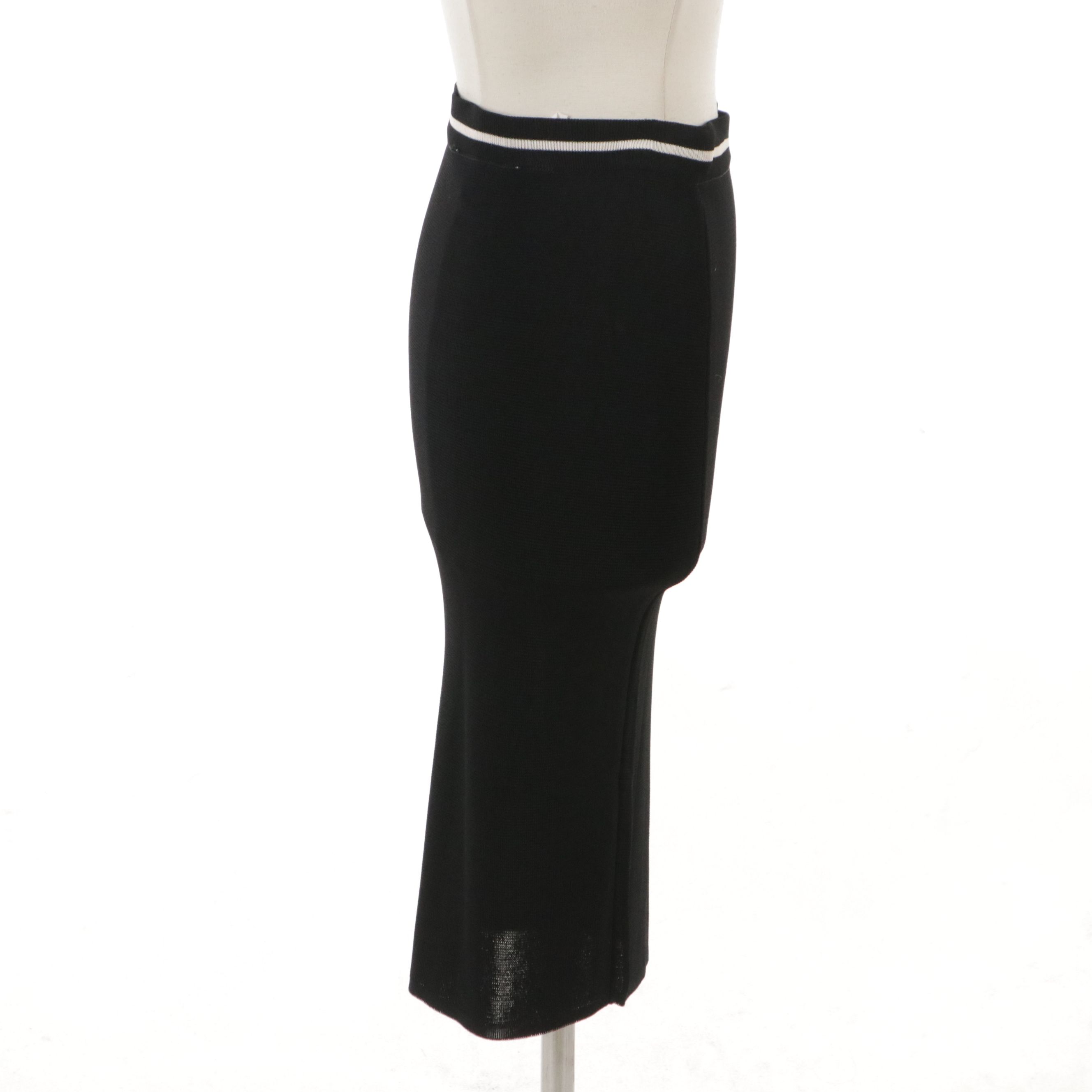 Fendi Black and White Elastic Waistband Skirt