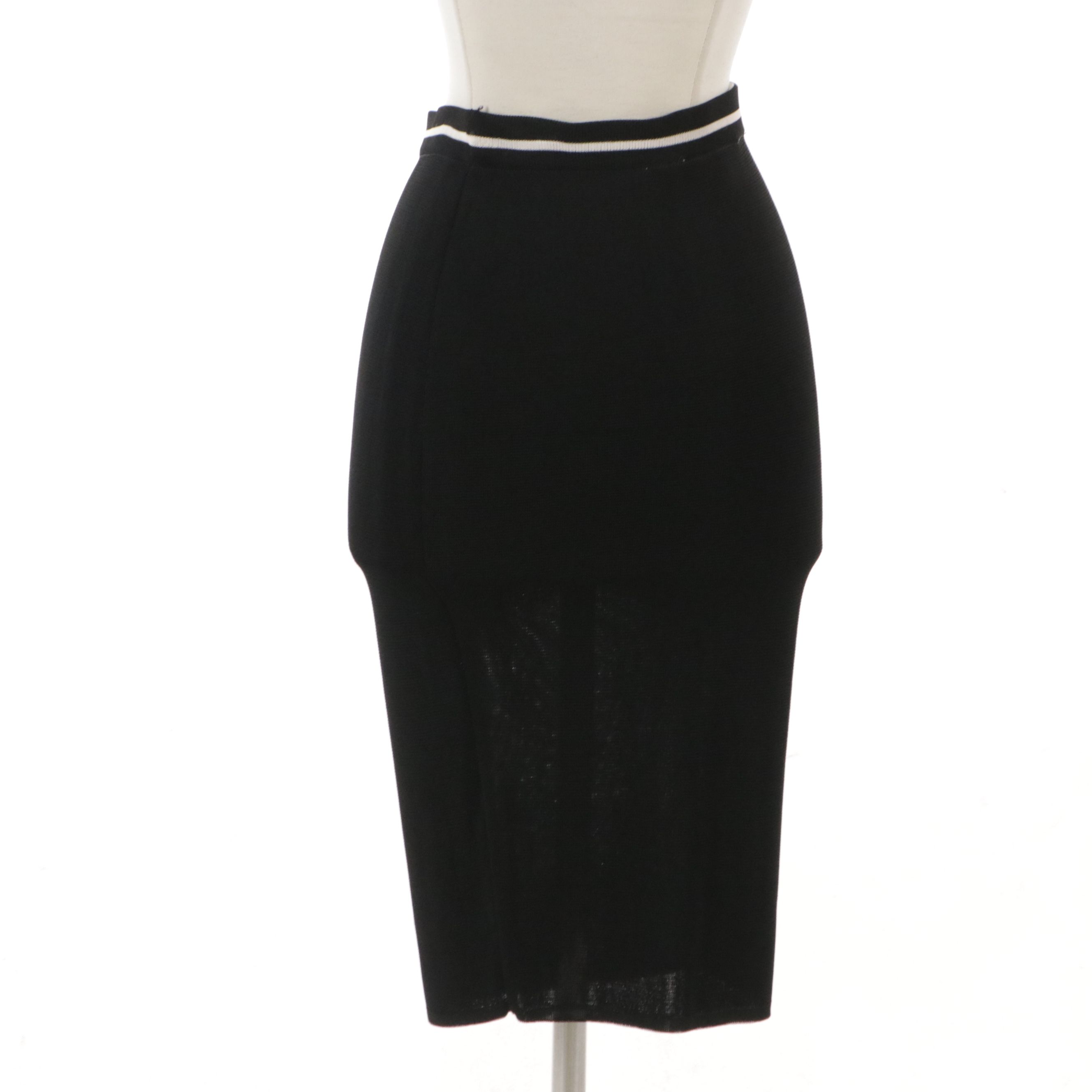Fendi Black and White Elastic Waistband Skirt