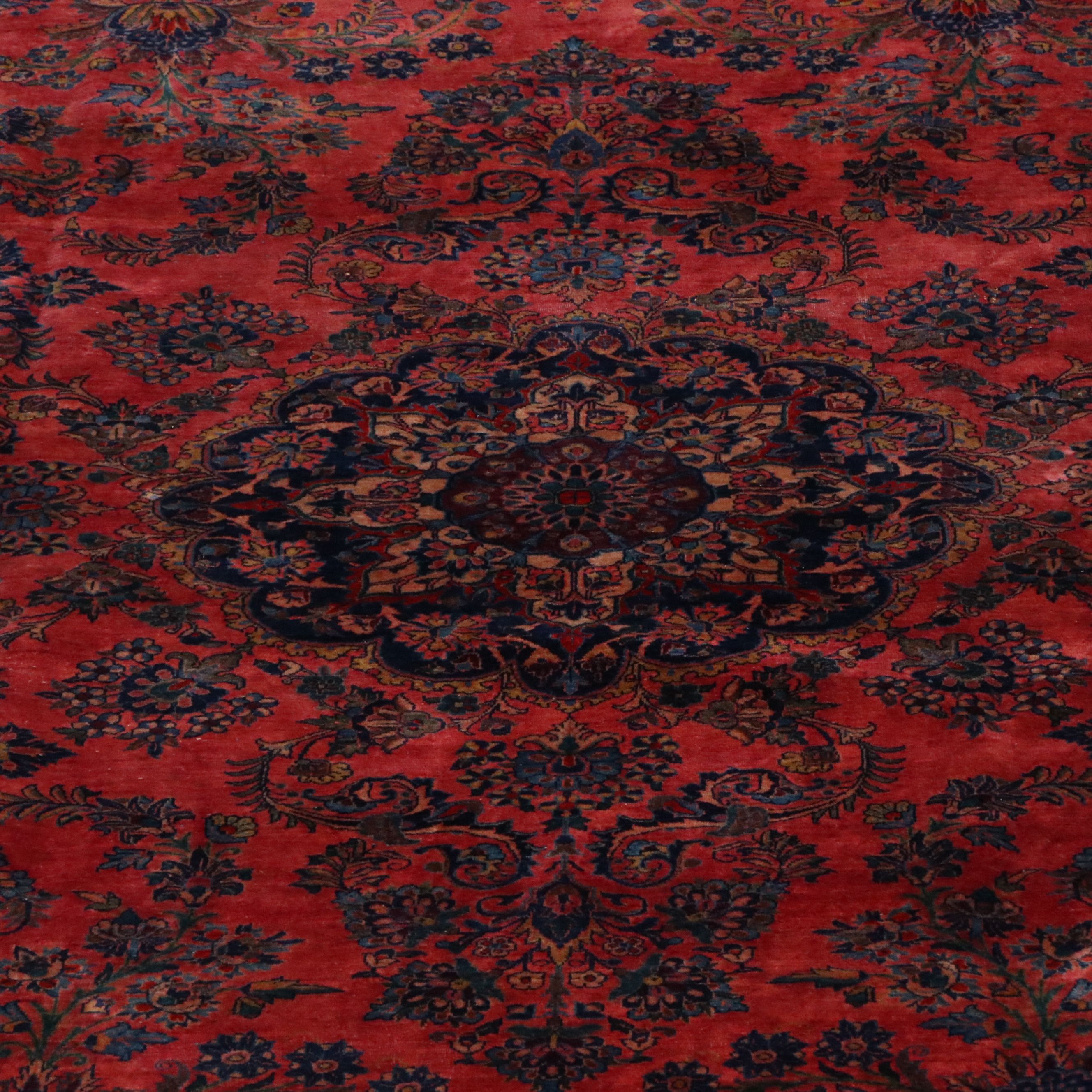 Antique 10'1 x 18'4 Hand-Knotted Persian Sarouk Room-Sized Rug
