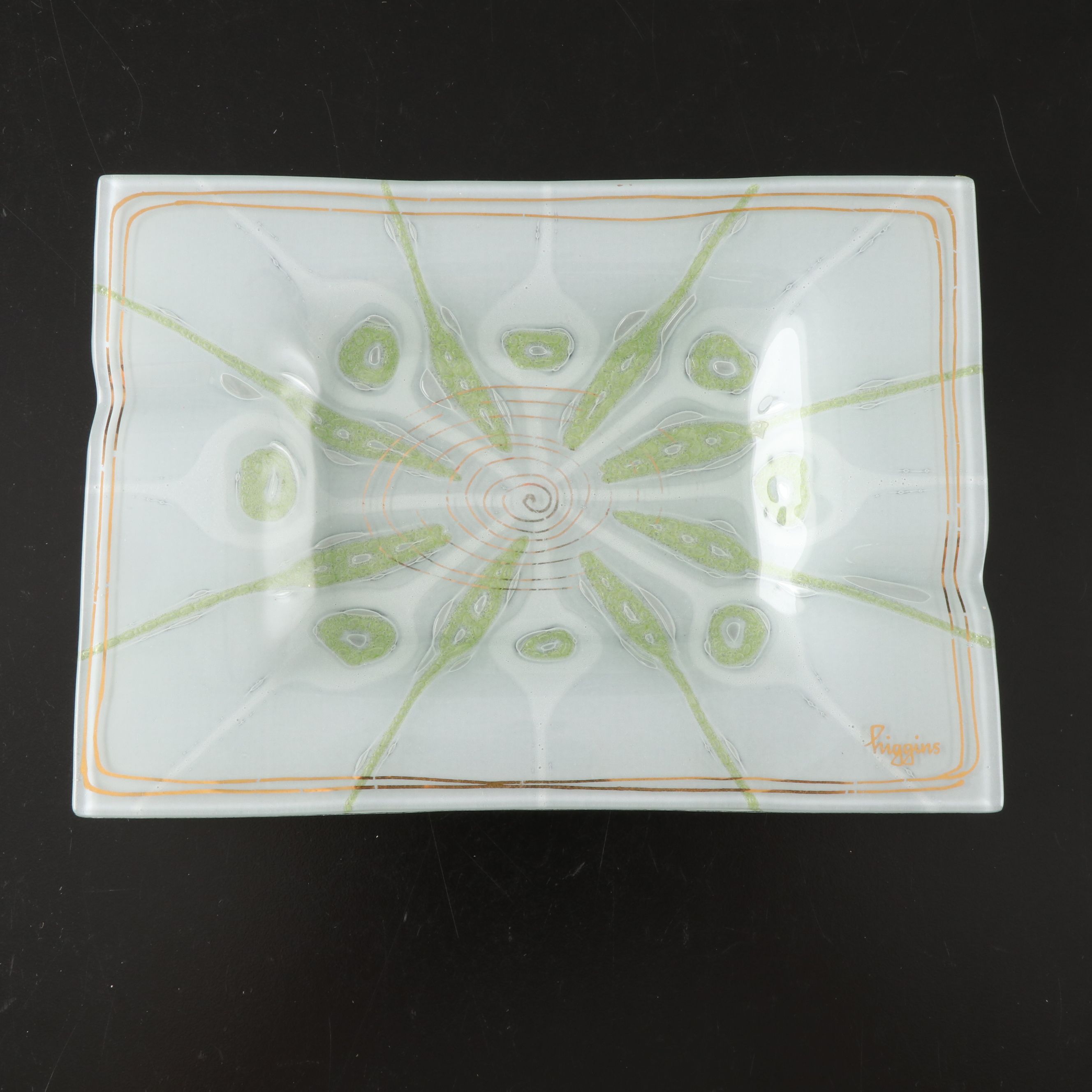 Higgins Fused Art Glass Ashtrays and Decorative Bowl, Late 20th Century