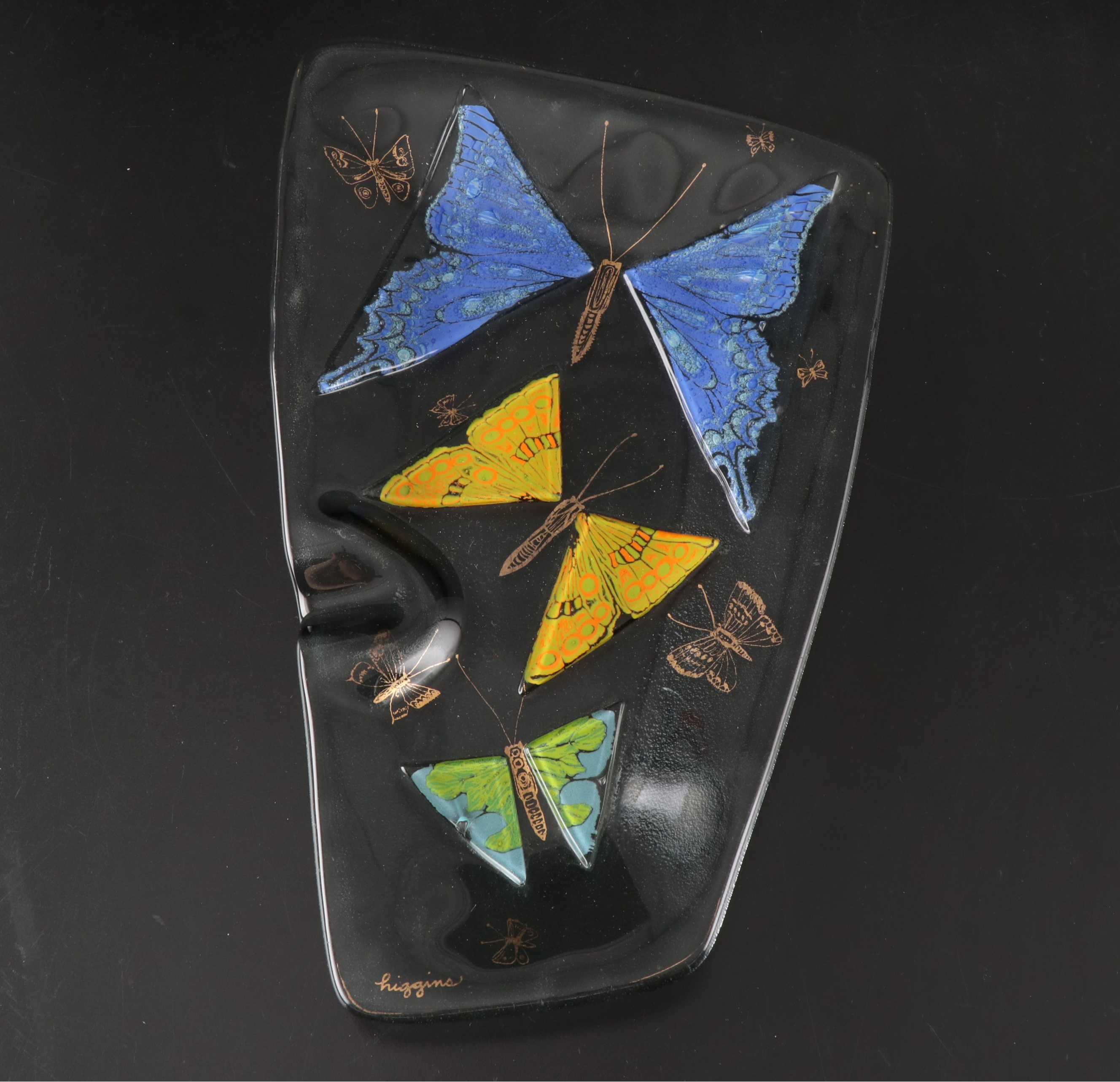 Higgins Fused Art Glass Ashtrays and Decorative Bowl, Late 20th Century