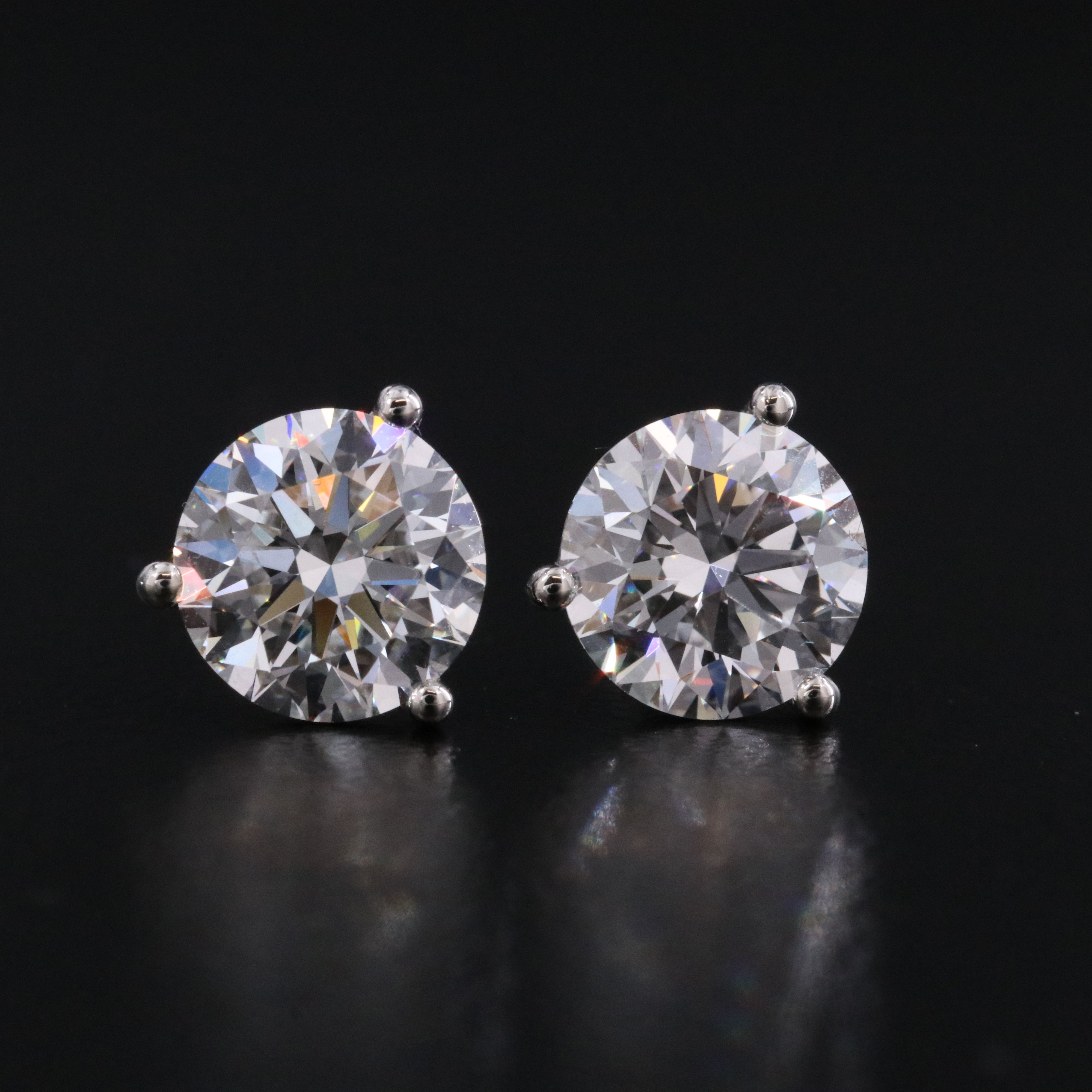 Platinum 3.00 CTW Lab Grown Diamond Solitaire Earrings with IGI Reports