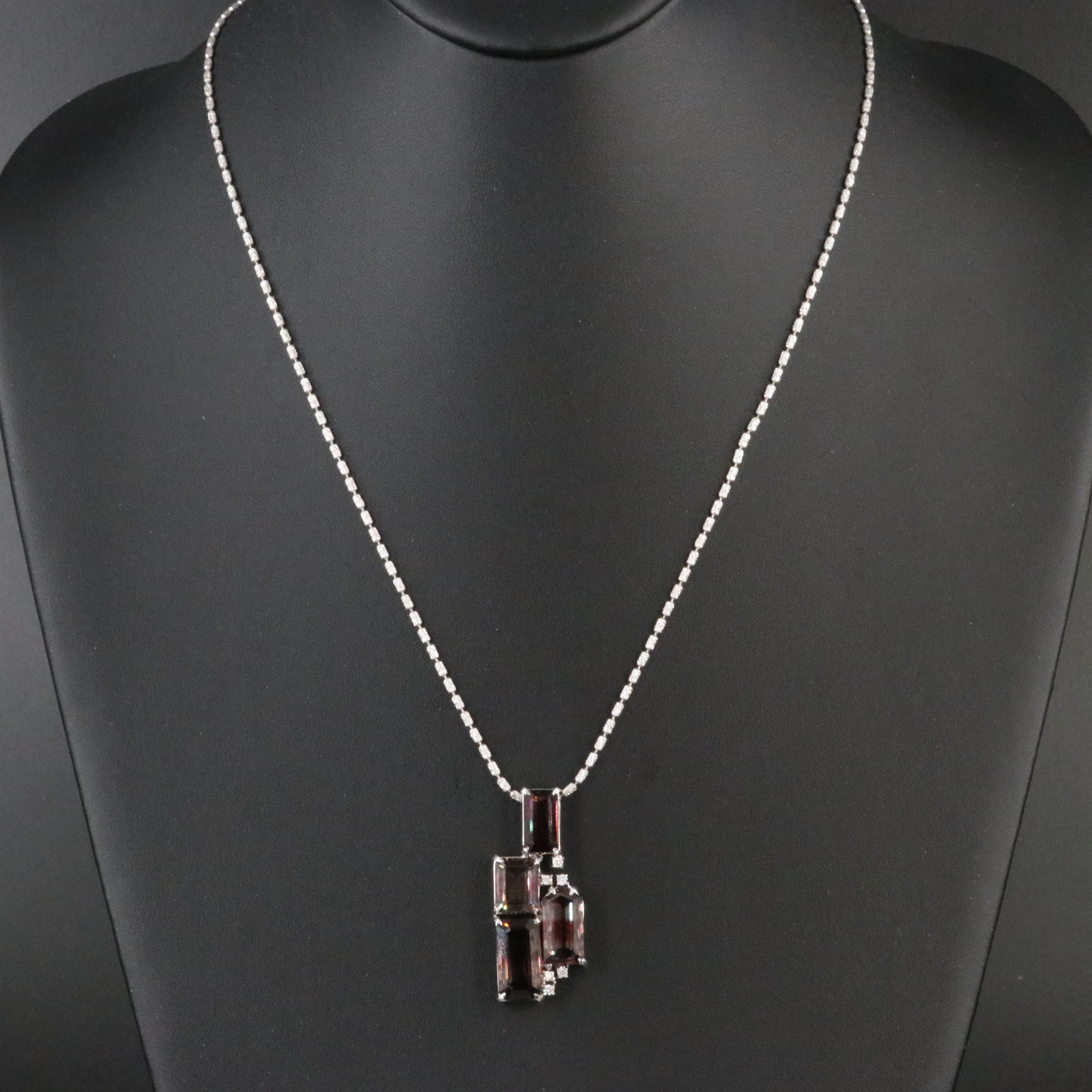 18K Tourmaline and Diamond Pendant Necklace