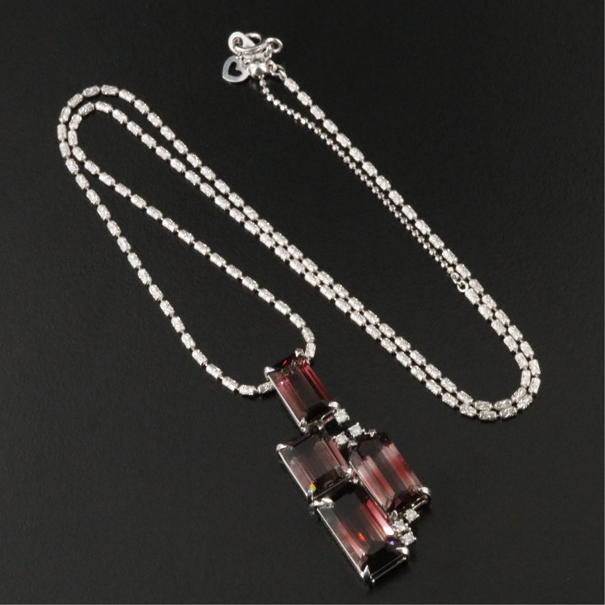 18K Tourmaline and Diamond Pendant Necklace