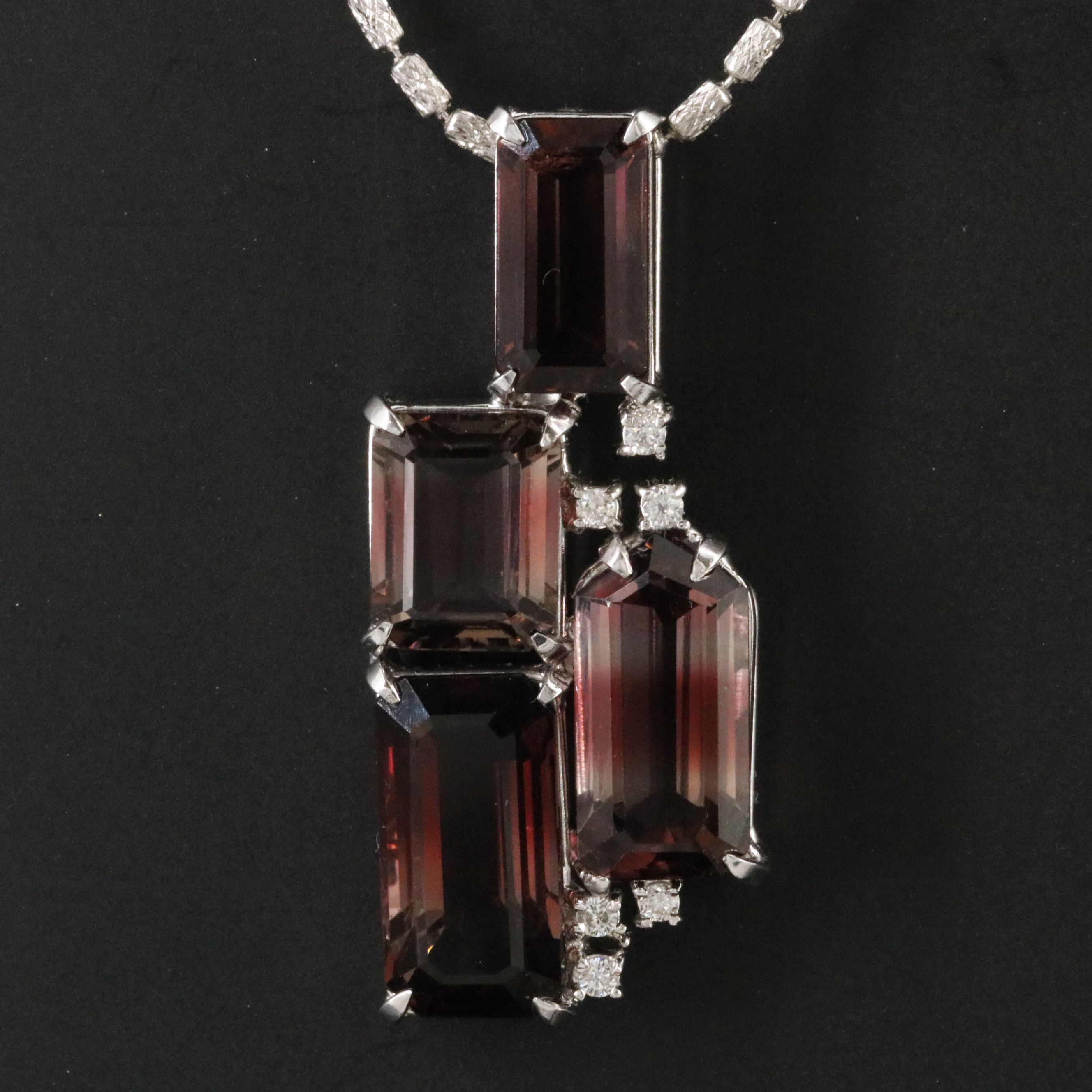 18K Tourmaline and Diamond Pendant Necklace