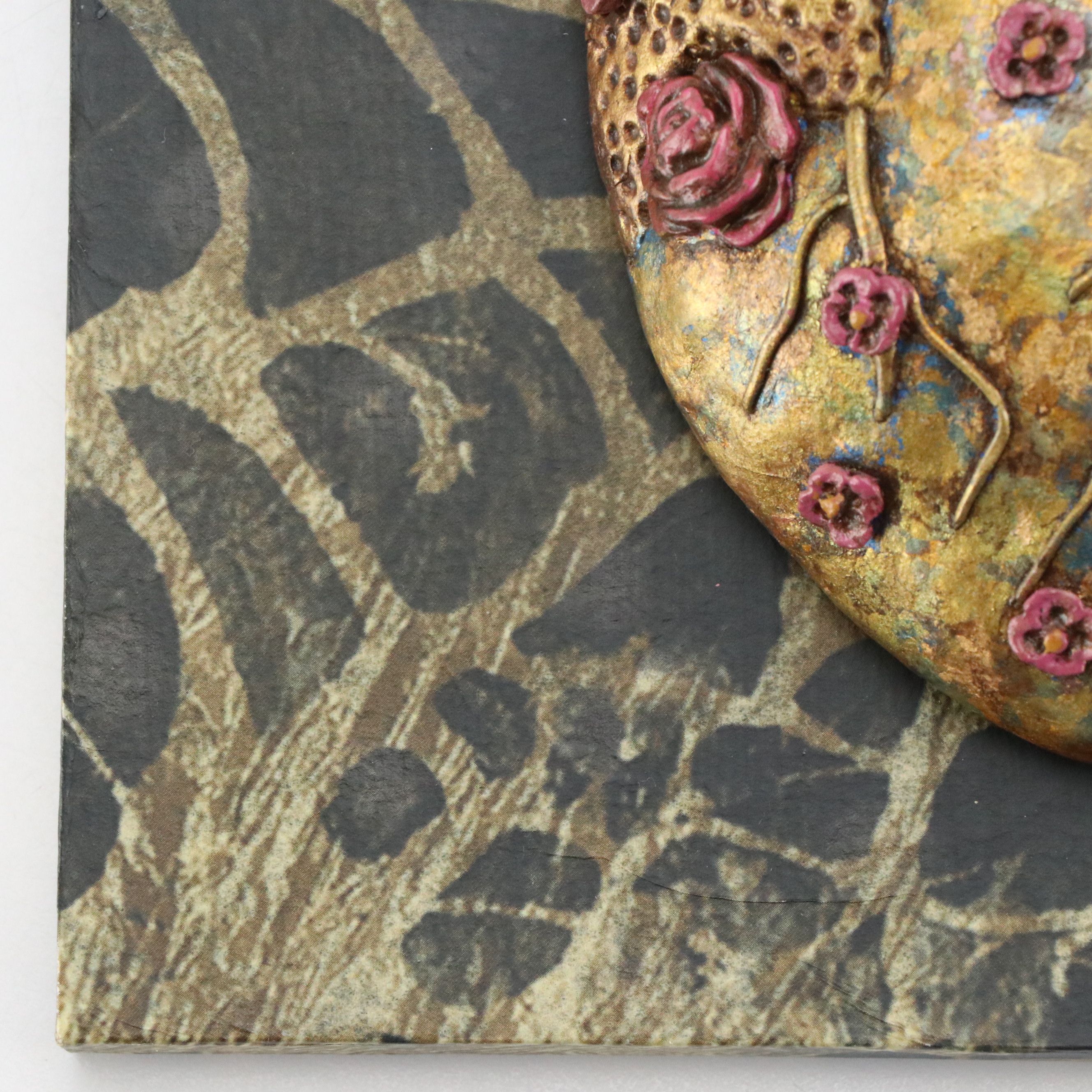 Deborah Kovacs-Sturdevant Mixed Media Assemblage "Anatomical Heart with Flowers"
