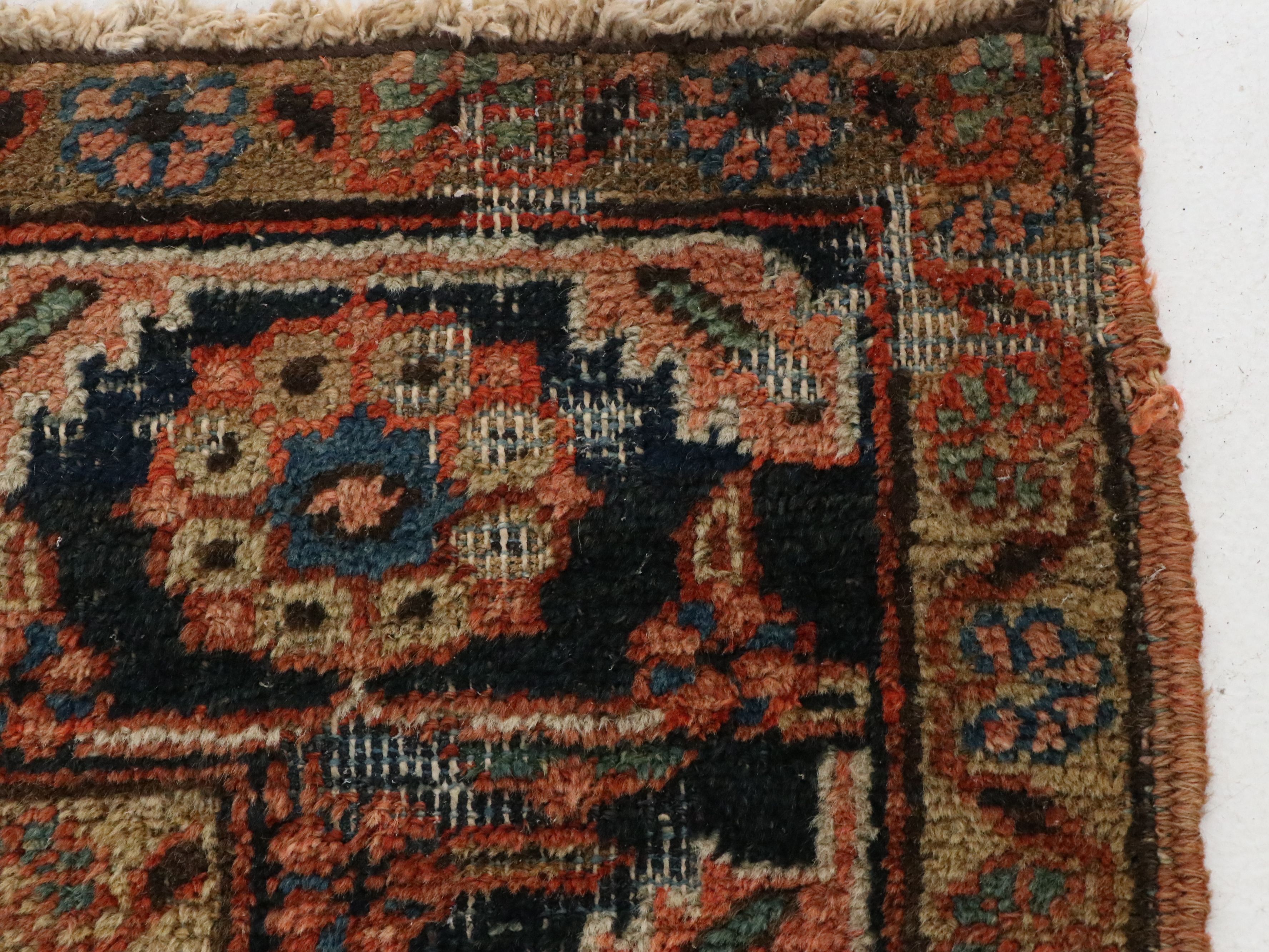 Antique 9' x 11'8 Hand-Knotted Heriz Rug
