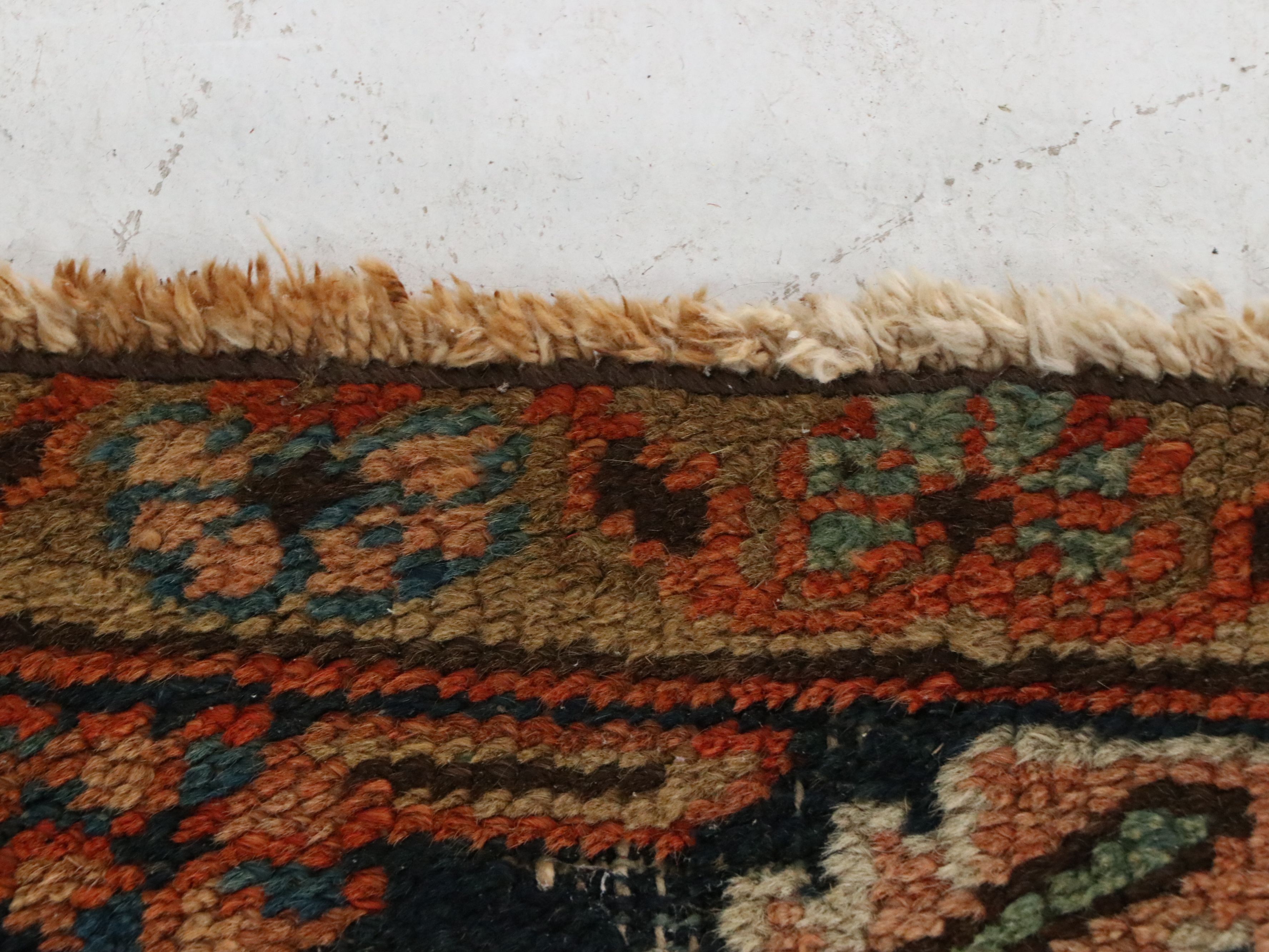 Antique 9' x 11'8 Hand-Knotted Heriz Rug