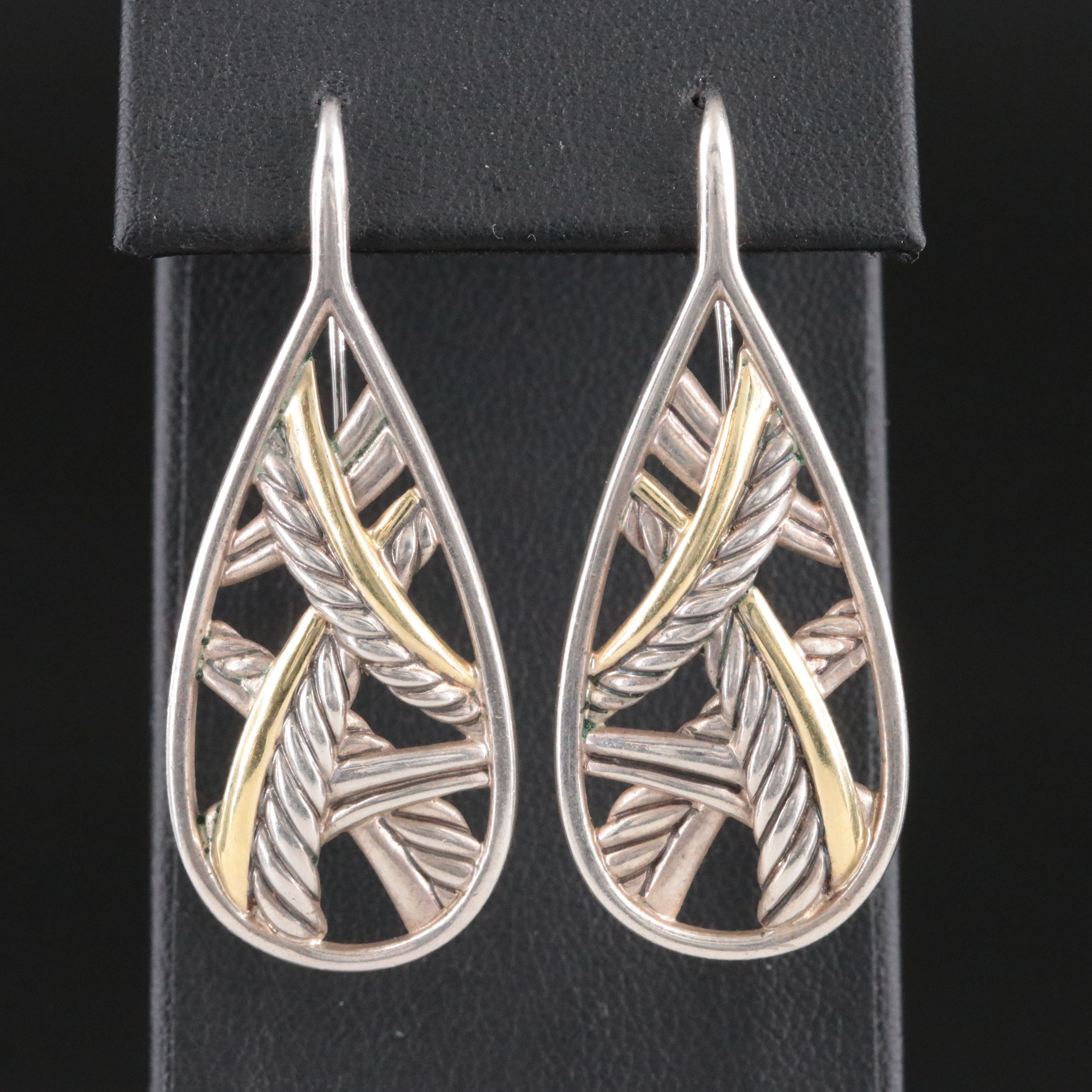 David Yurman Papyrus Sterling and 18K Earrings