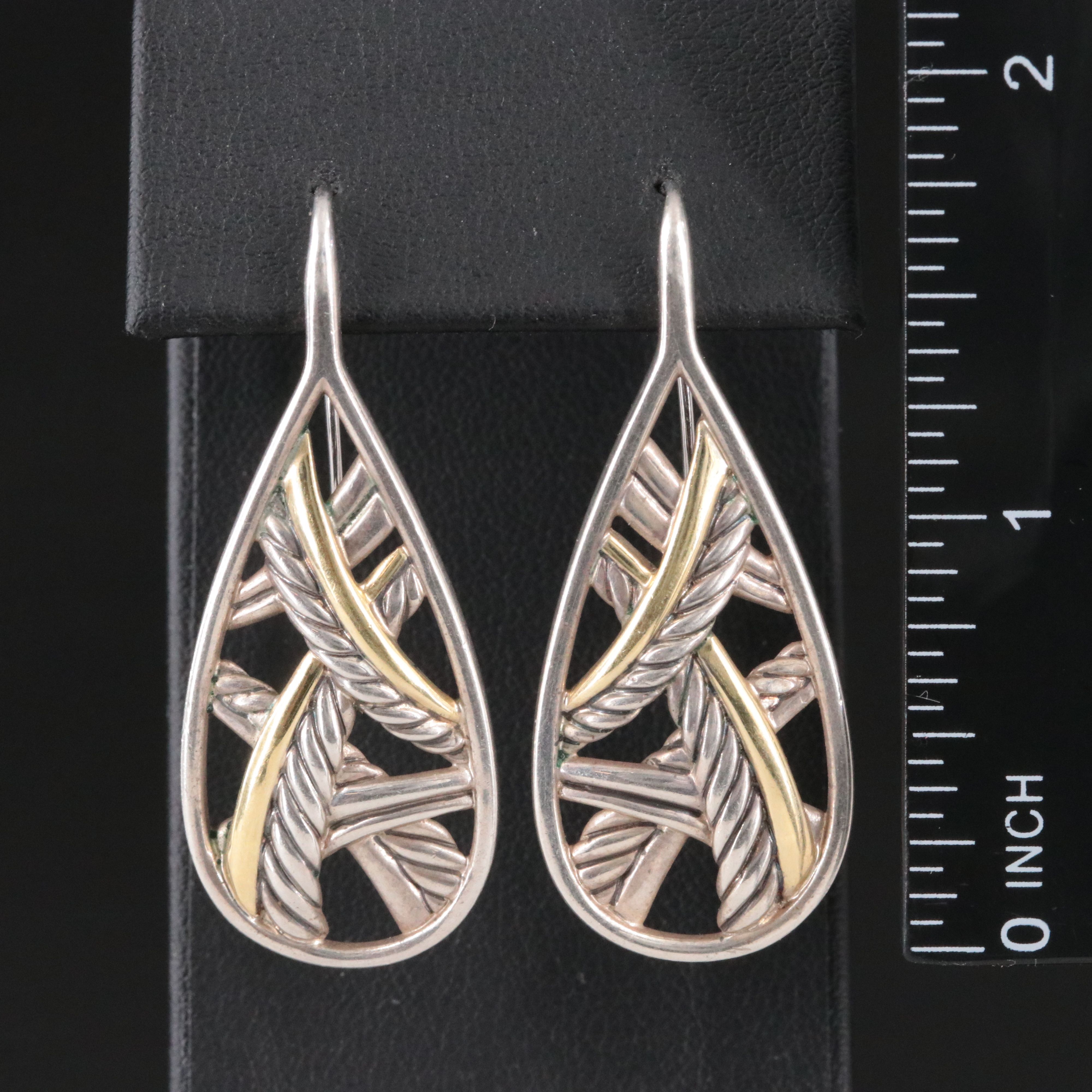 David Yurman Papyrus Sterling and 18K Earrings
