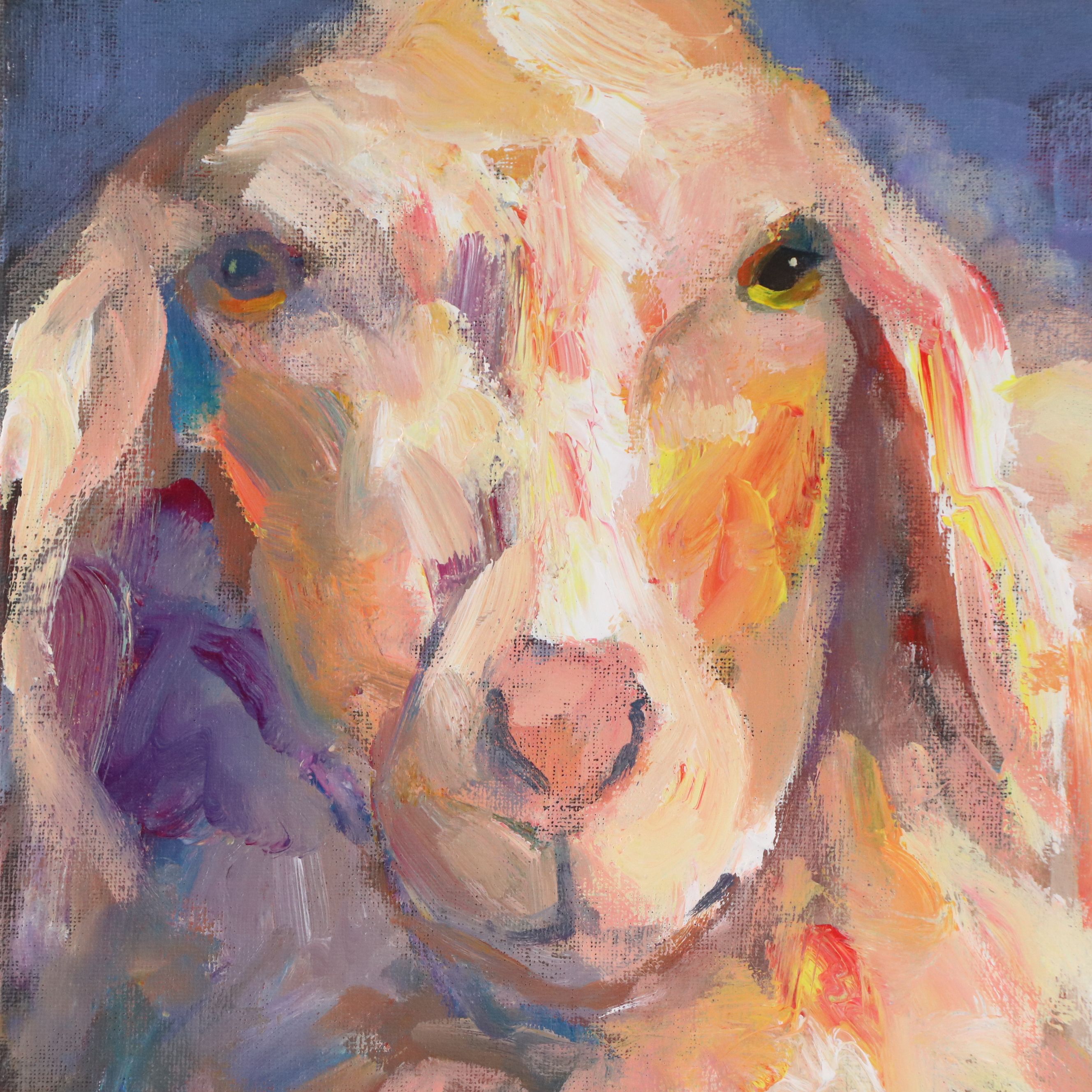 Elle Raines Acrylic Painting "Sheep," 21st Century