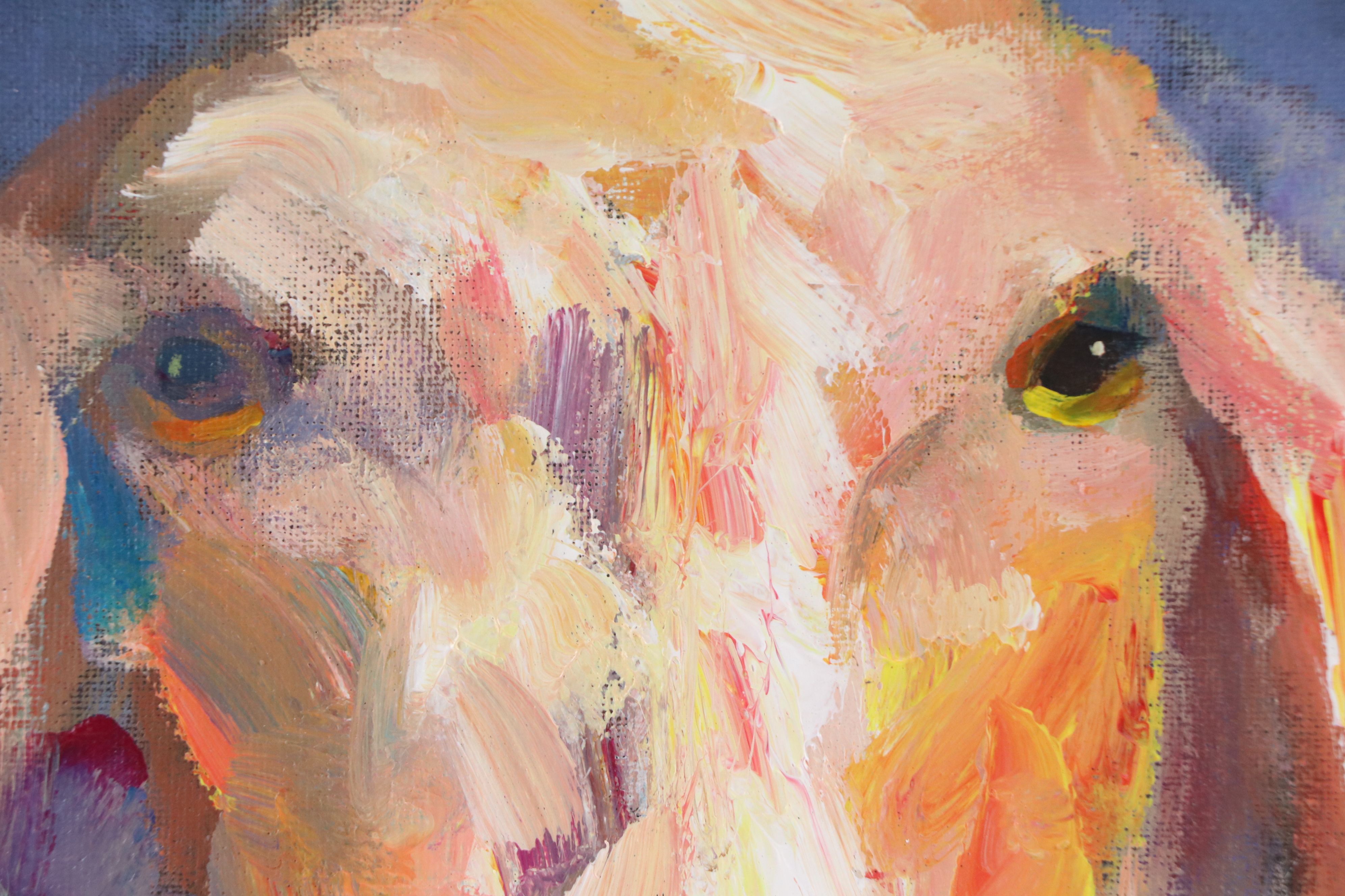 Elle Raines Acrylic Painting "Sheep," 21st Century