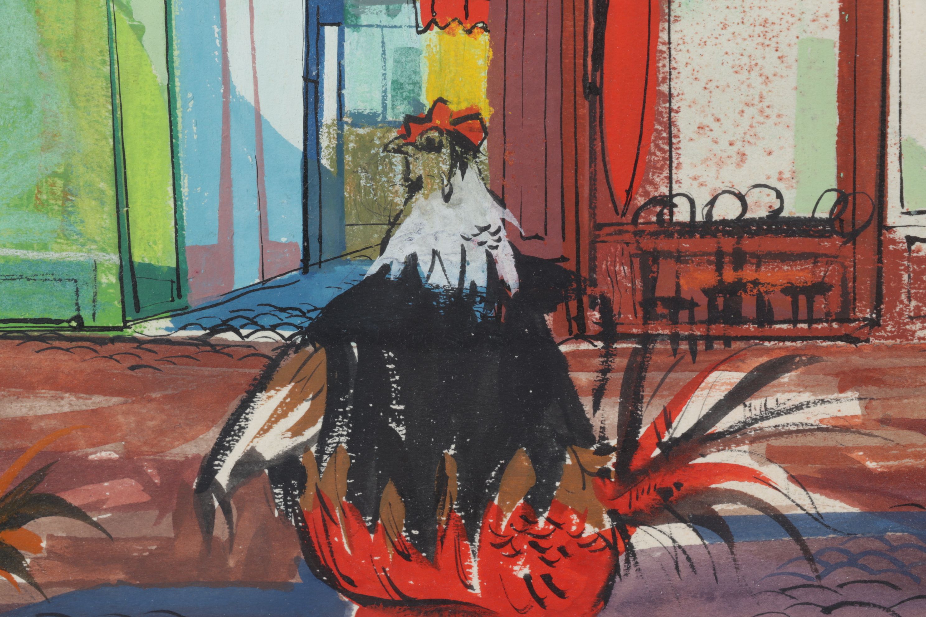 Walt Peregoy Gouache Concept Art for Shelved Disney Project "Chanticleer", 1960