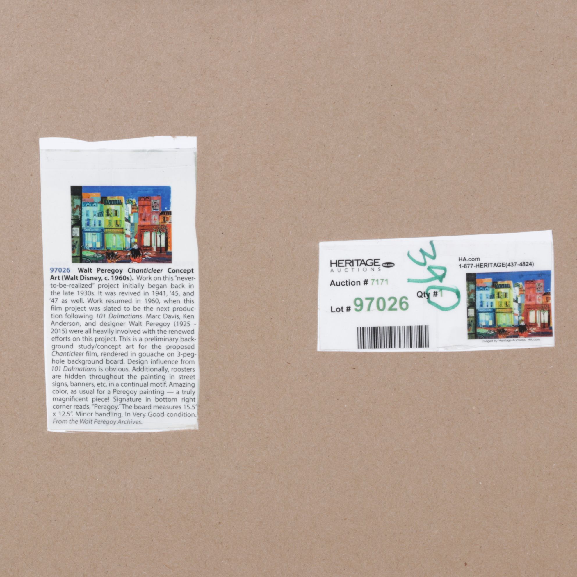 Walt Peregoy Gouache Concept Art for Shelved Disney Project "Chanticleer", 1960