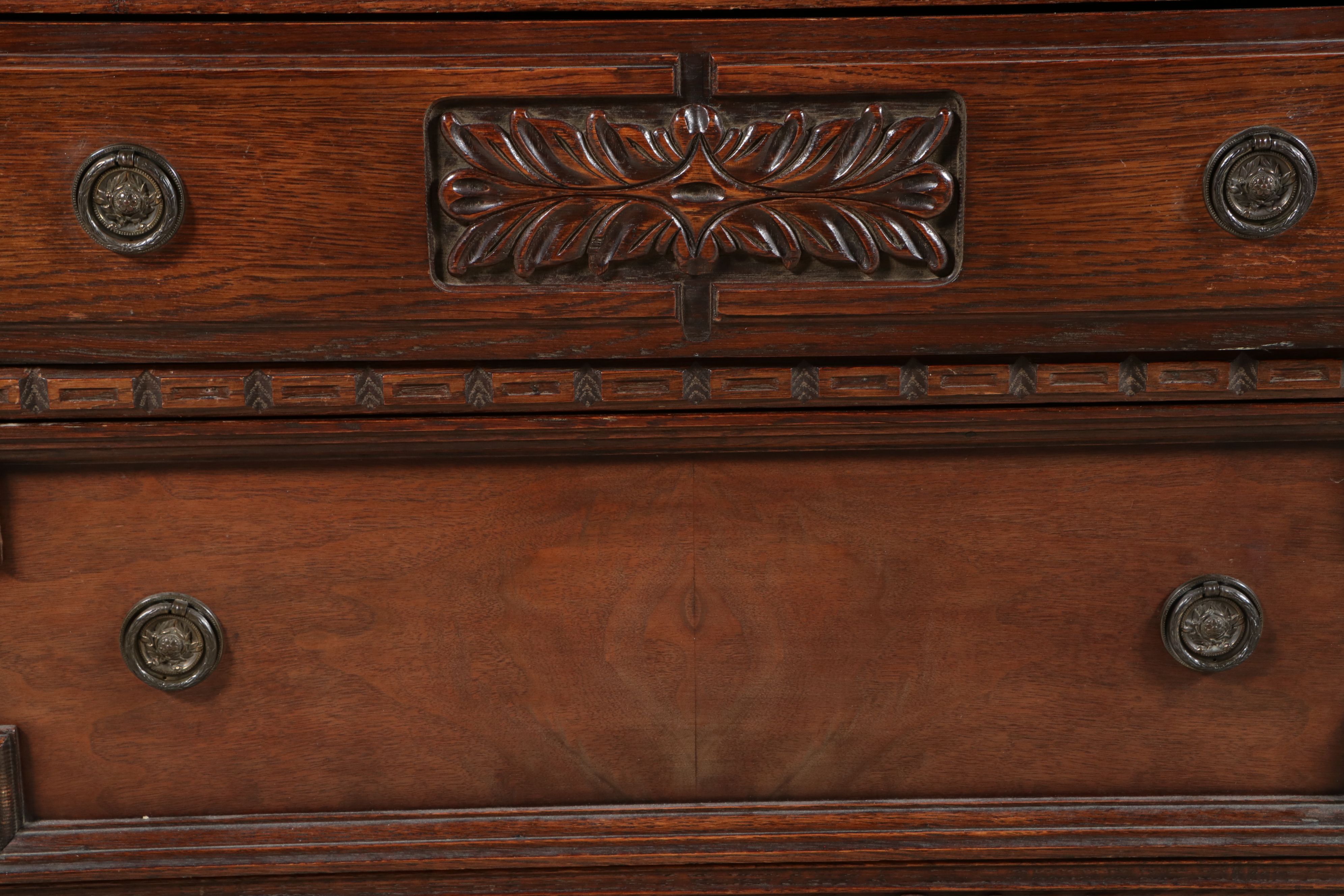 Jacobean Revival Oak Buffet, Late 19th to Early 20th Century