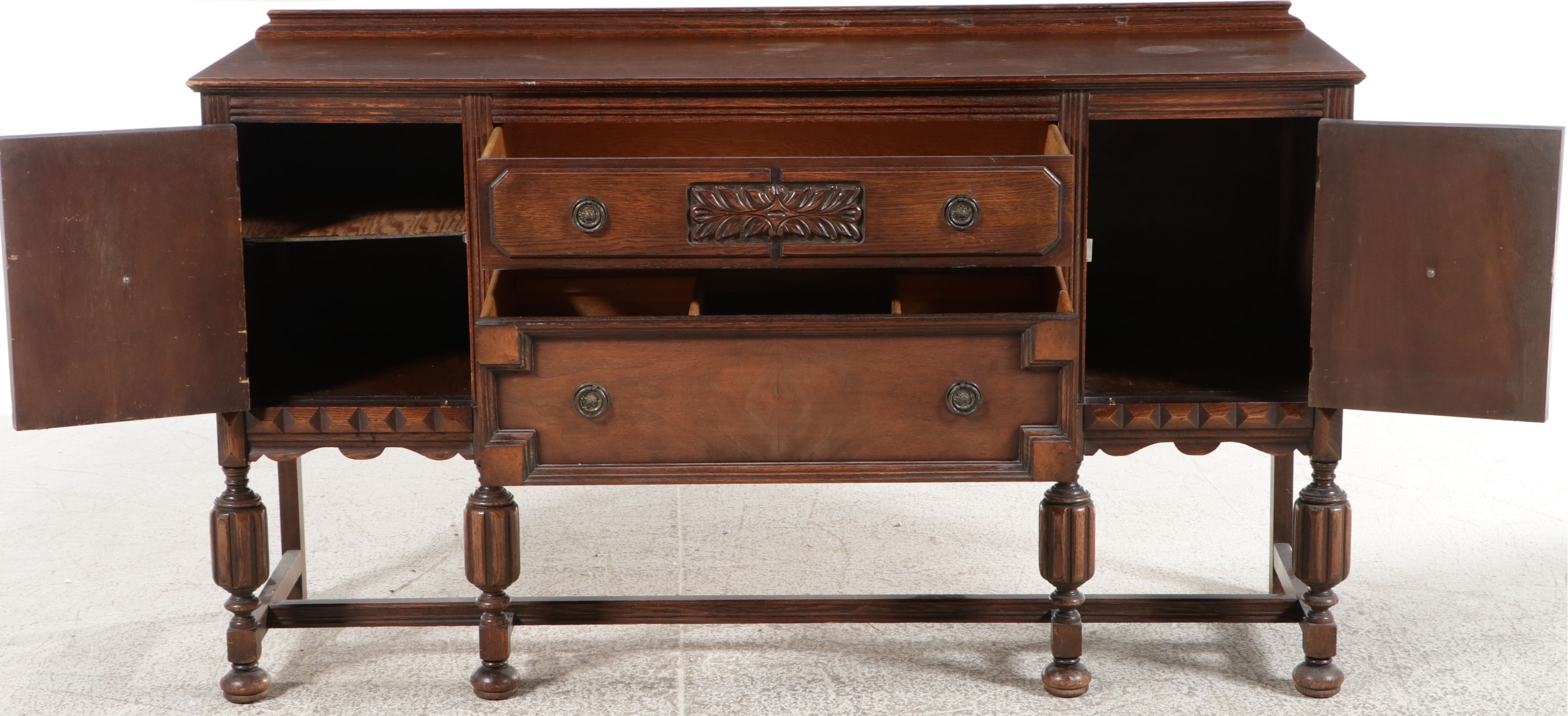 Jacobean Revival Oak Buffet, Late 19th to Early 20th Century