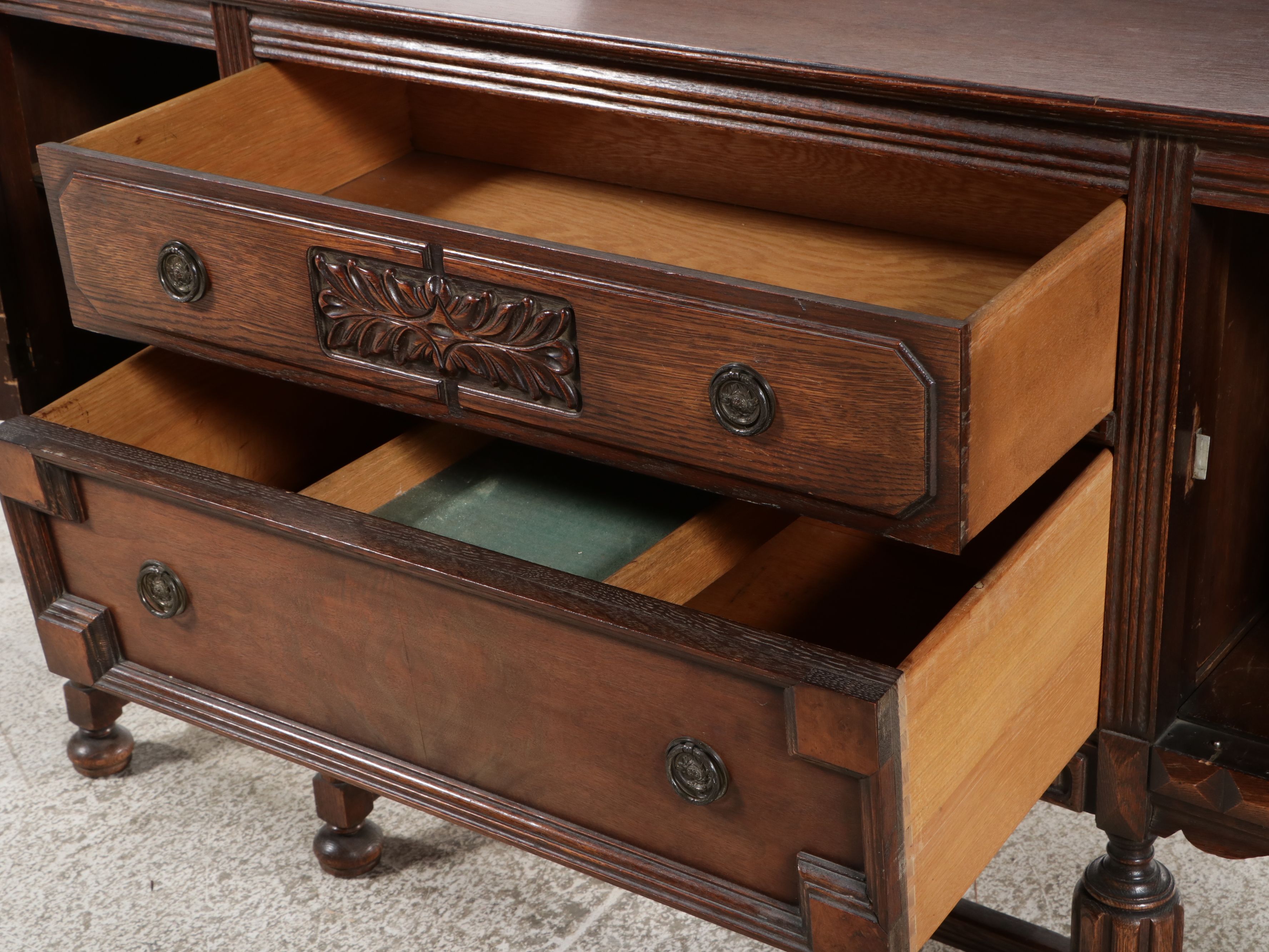Jacobean Revival Oak Buffet, Late 19th to Early 20th Century
