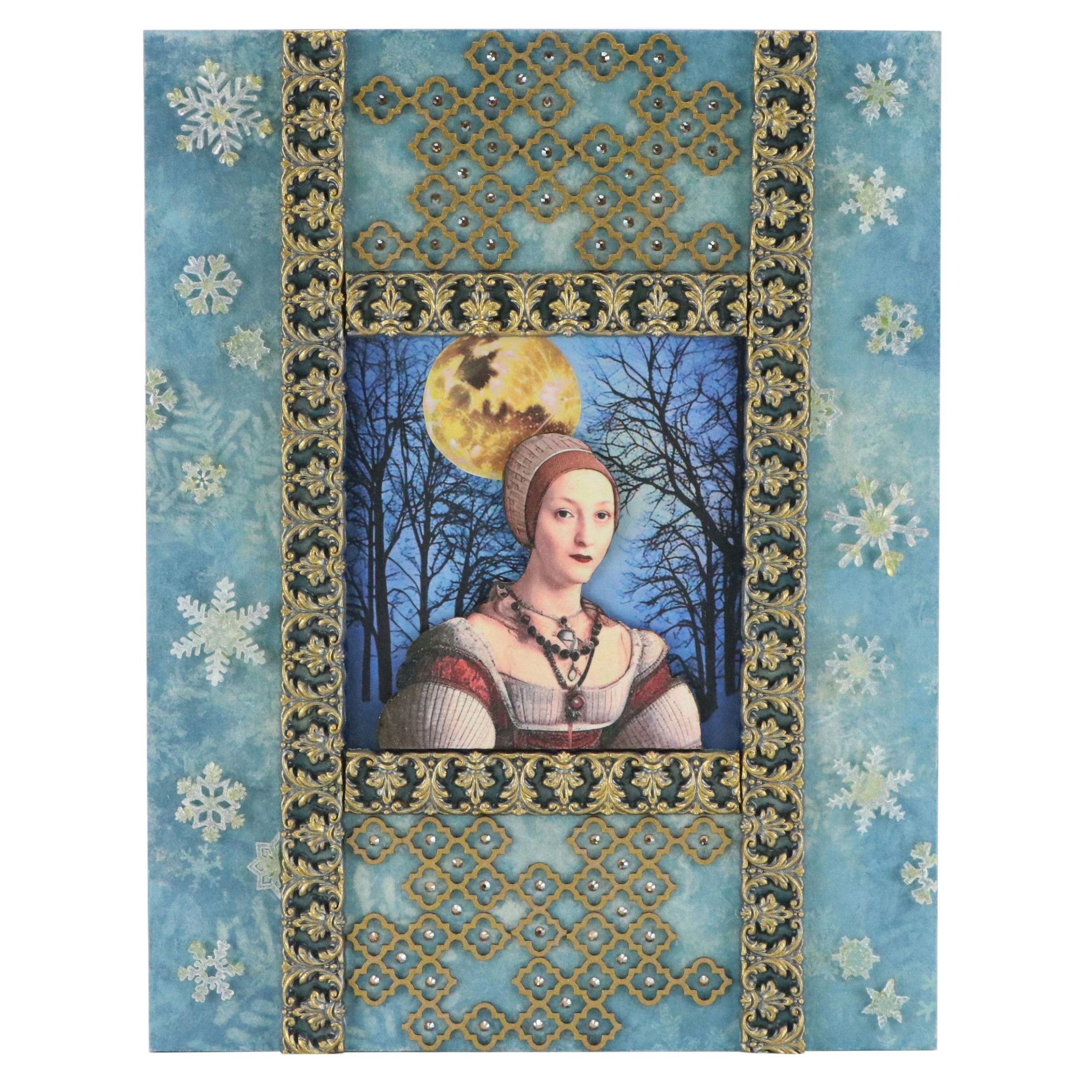 Deborah Kovacs-Sturdevant Mixed Media Assemblage of Renaissance Portrait