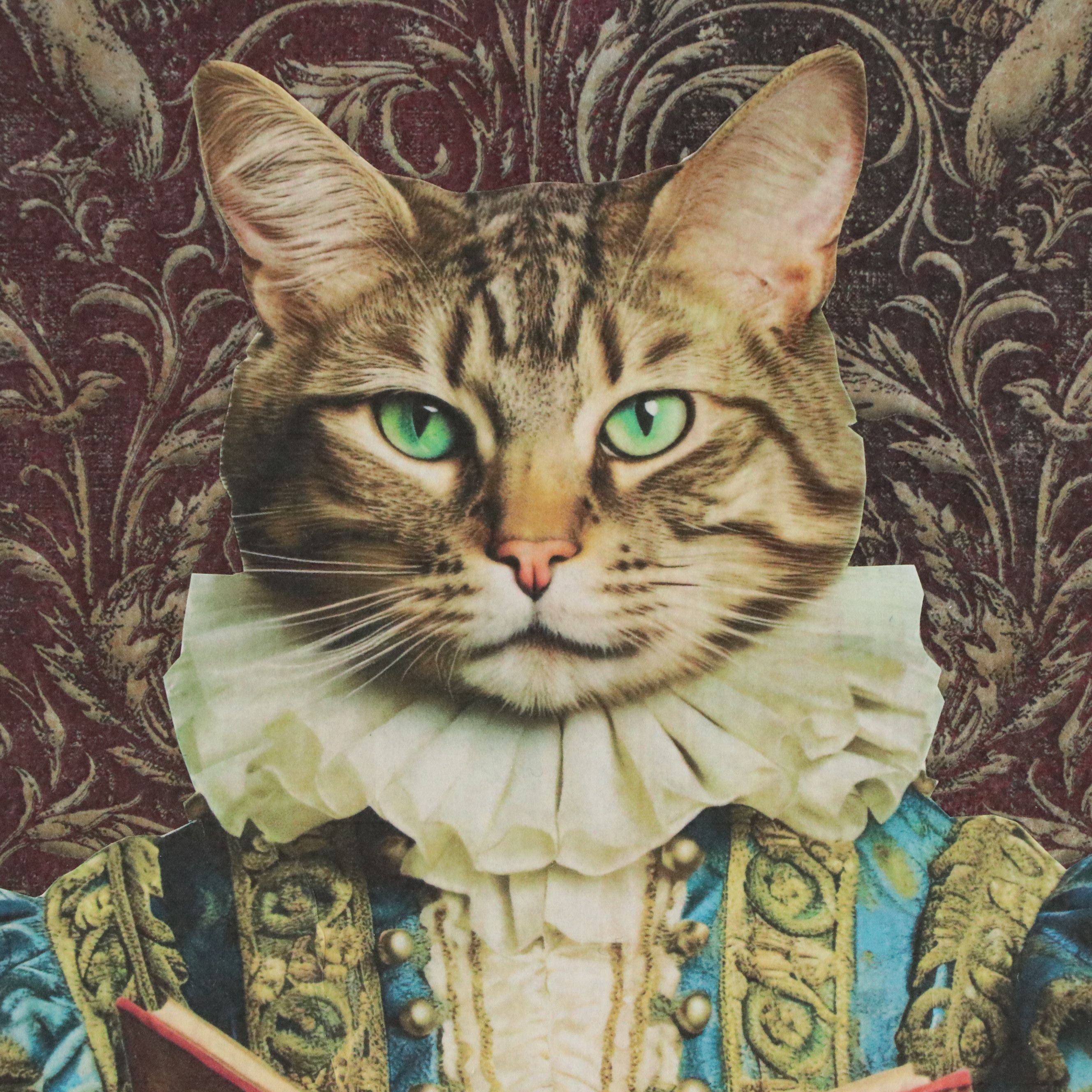 Deborah Kovacs-Sturdevant Mixed Media Assemblage "Books Are My Catnip"