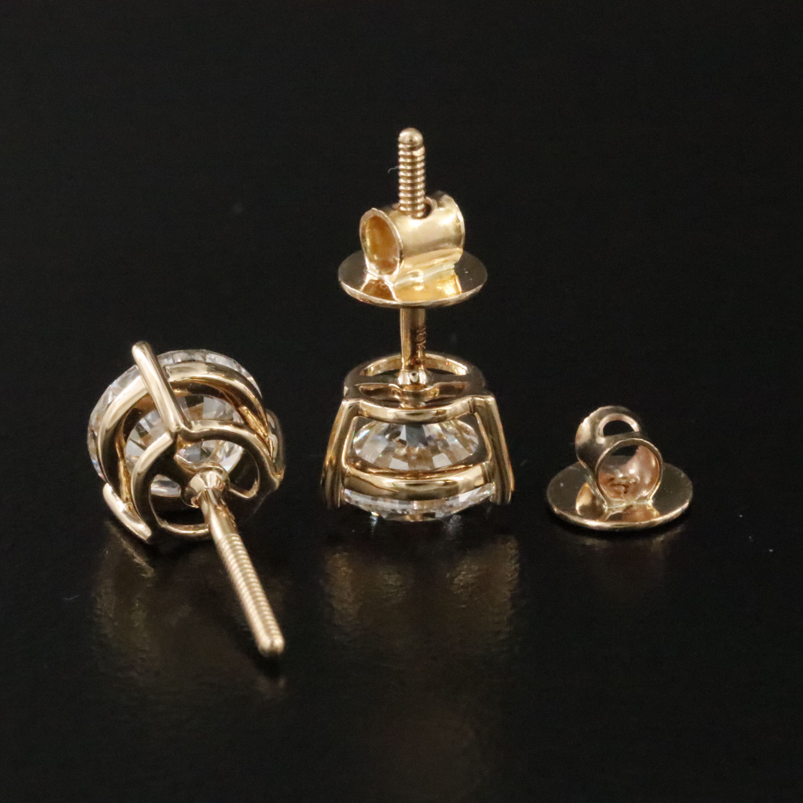 18K 3.06 CTW Lab Grown Diamond Solitaire Earrings with IGI Reports