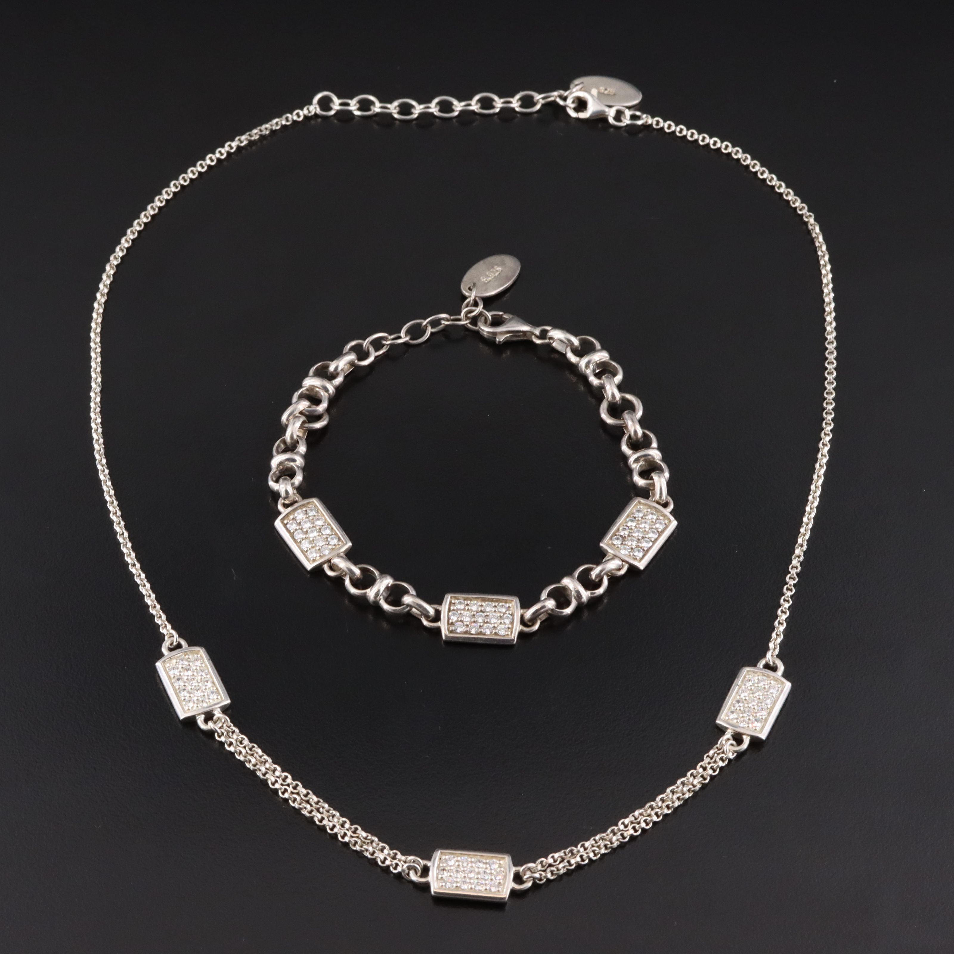 Folli Follie Sterling CZ Bracelet and Necklace