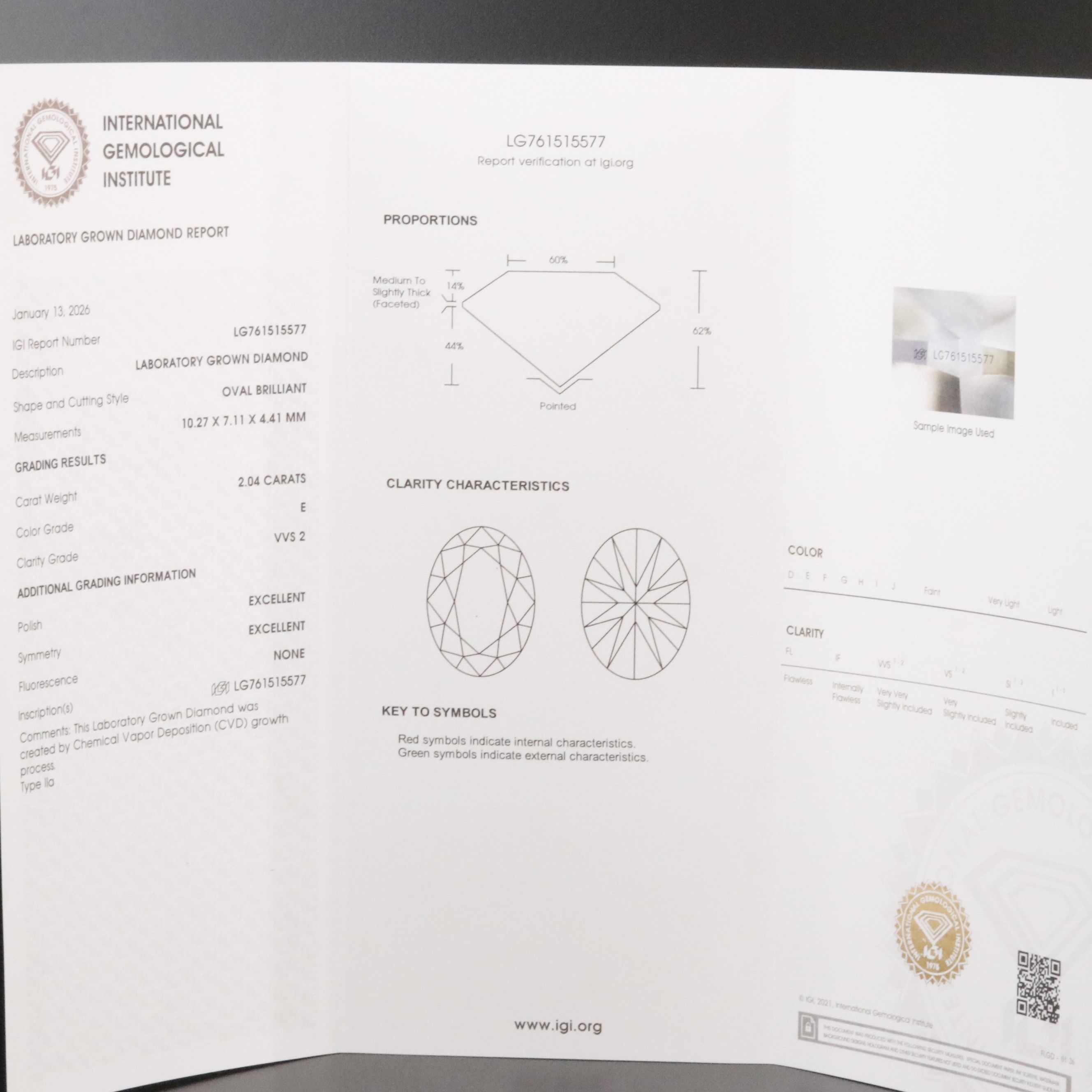 18K 3.06 CTW Lab Grown Diamond Solitaire Earrings with IGI Reports